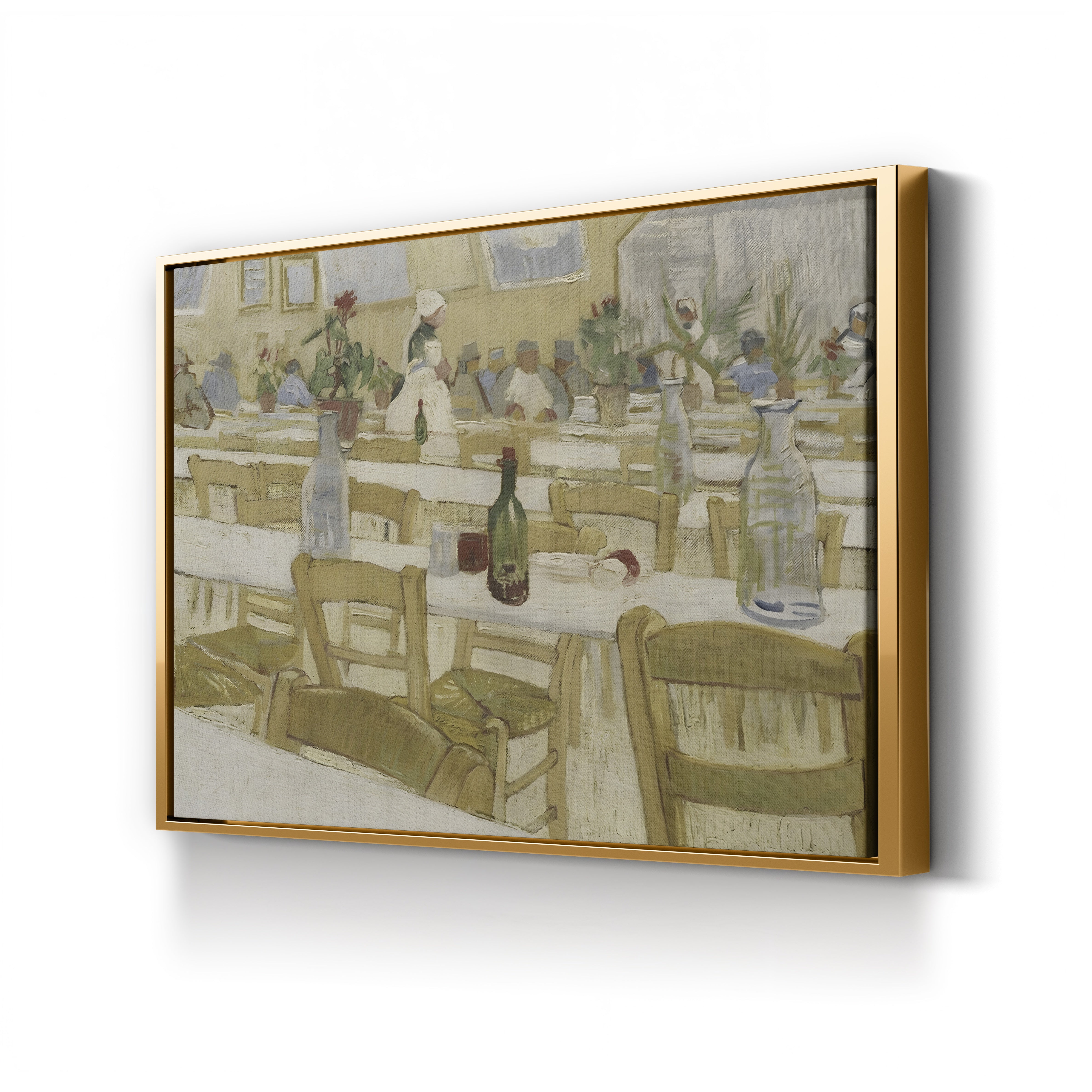Interior of a Restaurant by Vincent van Gogh canvas print in gold frame