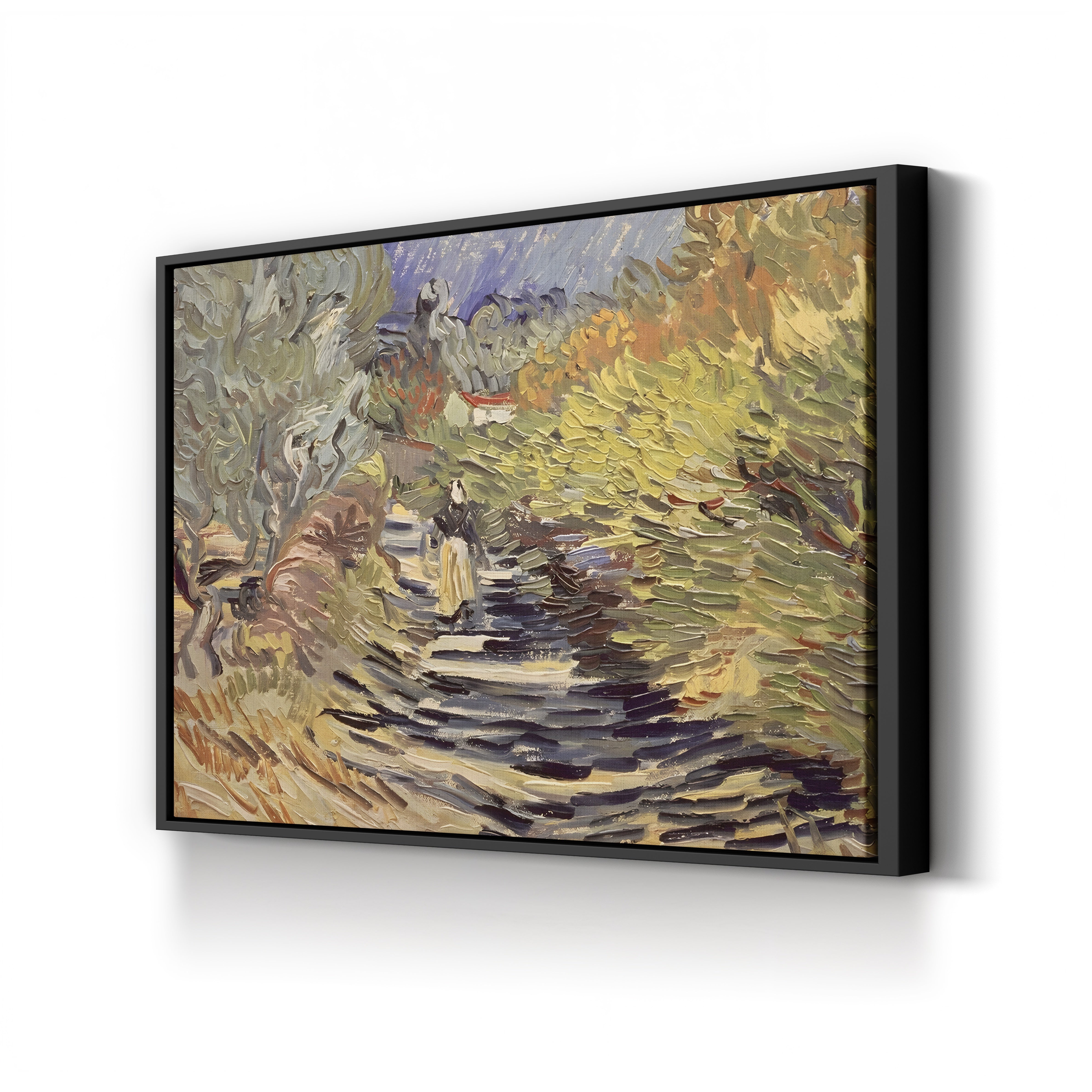 A Road in St. Rémy with Female Figures, 1889 – Vincent van Gogh Wall Art | Post-Impressionist Landscape Canvas Print