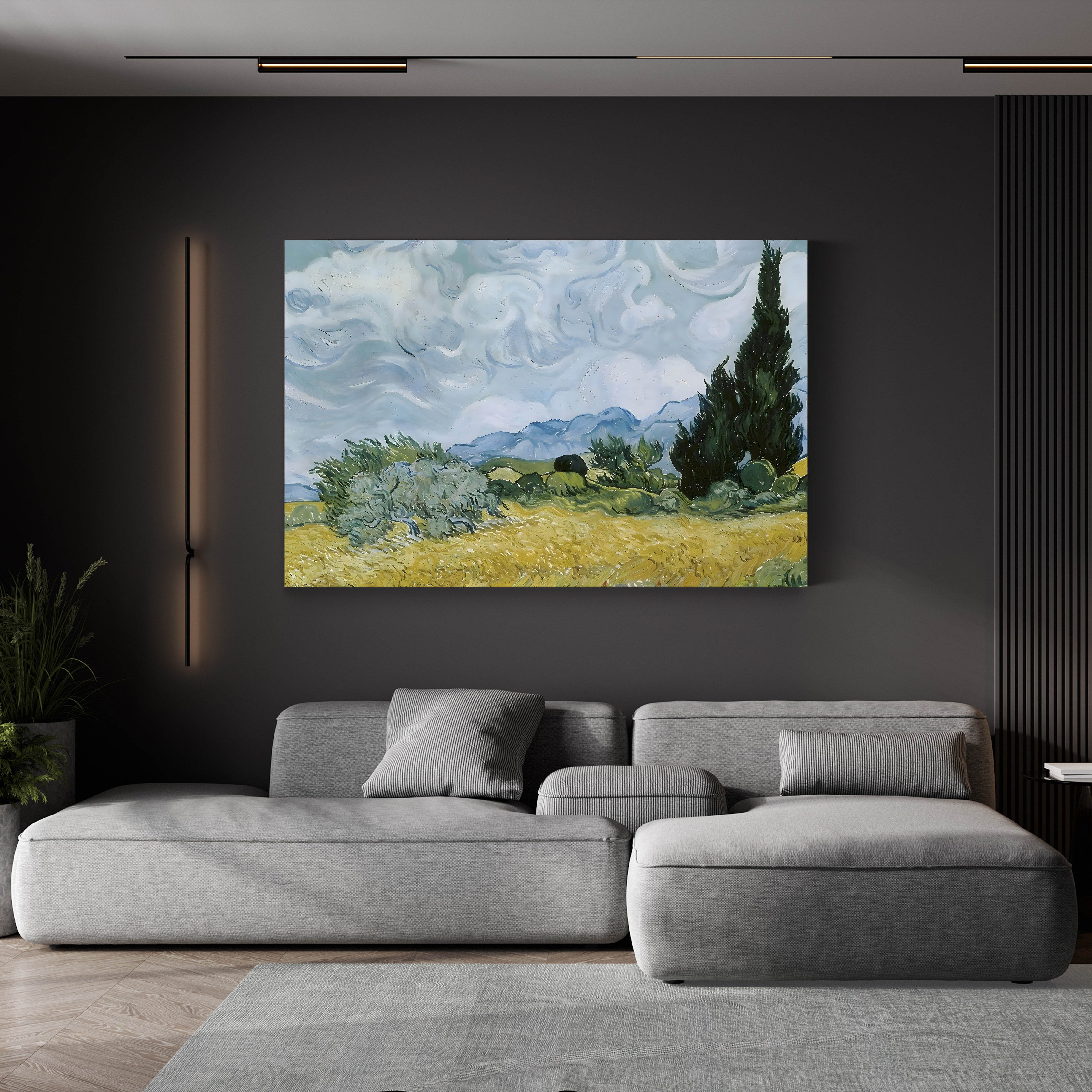 A Wheatfield, 1889 – Vincent van Gogh Wall Art | Post-Impressionist Landscape Canvas Print