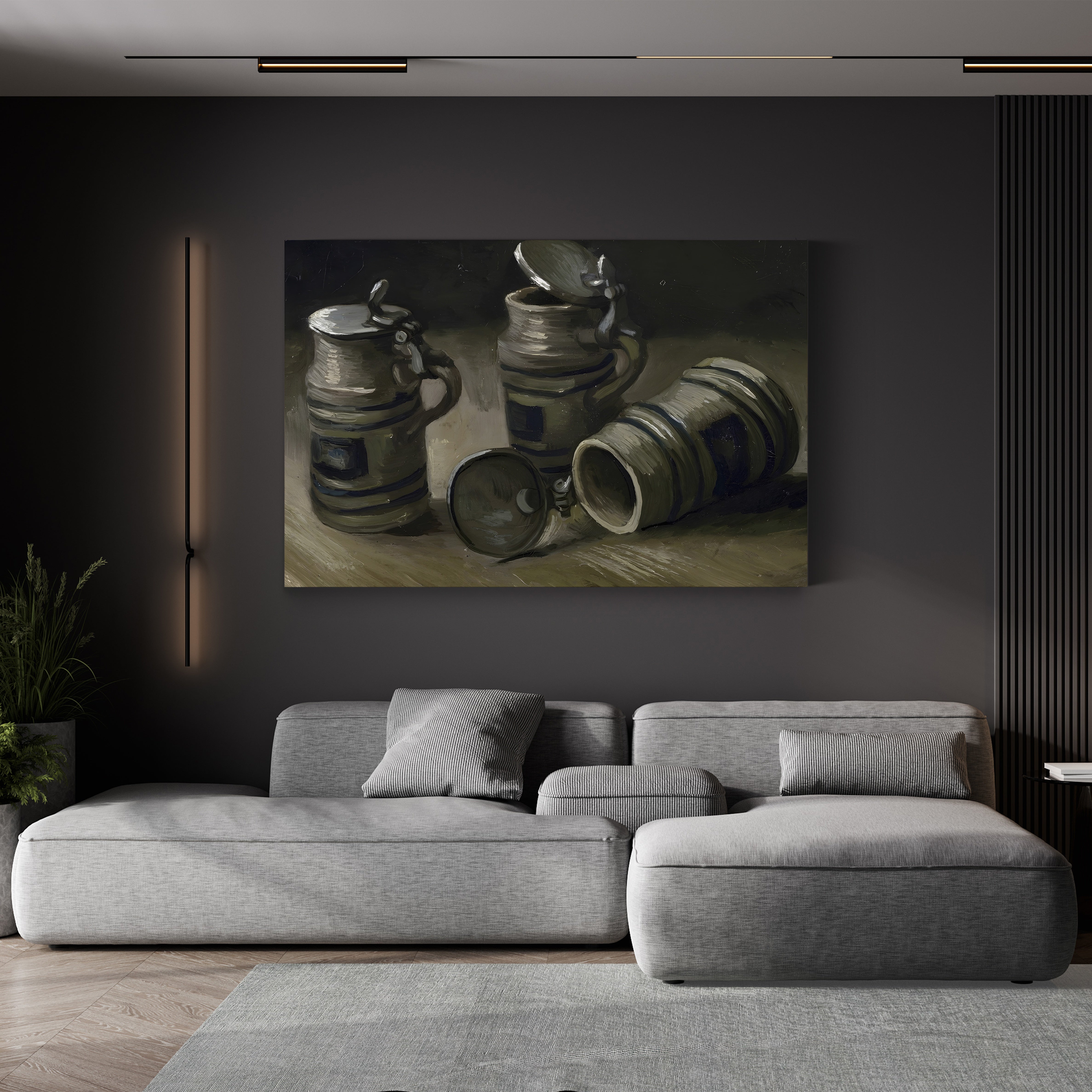 Beer Tankards, 1885 – Vincent van Gogh Wall Art | Early Dutch Still Life Canvas Print