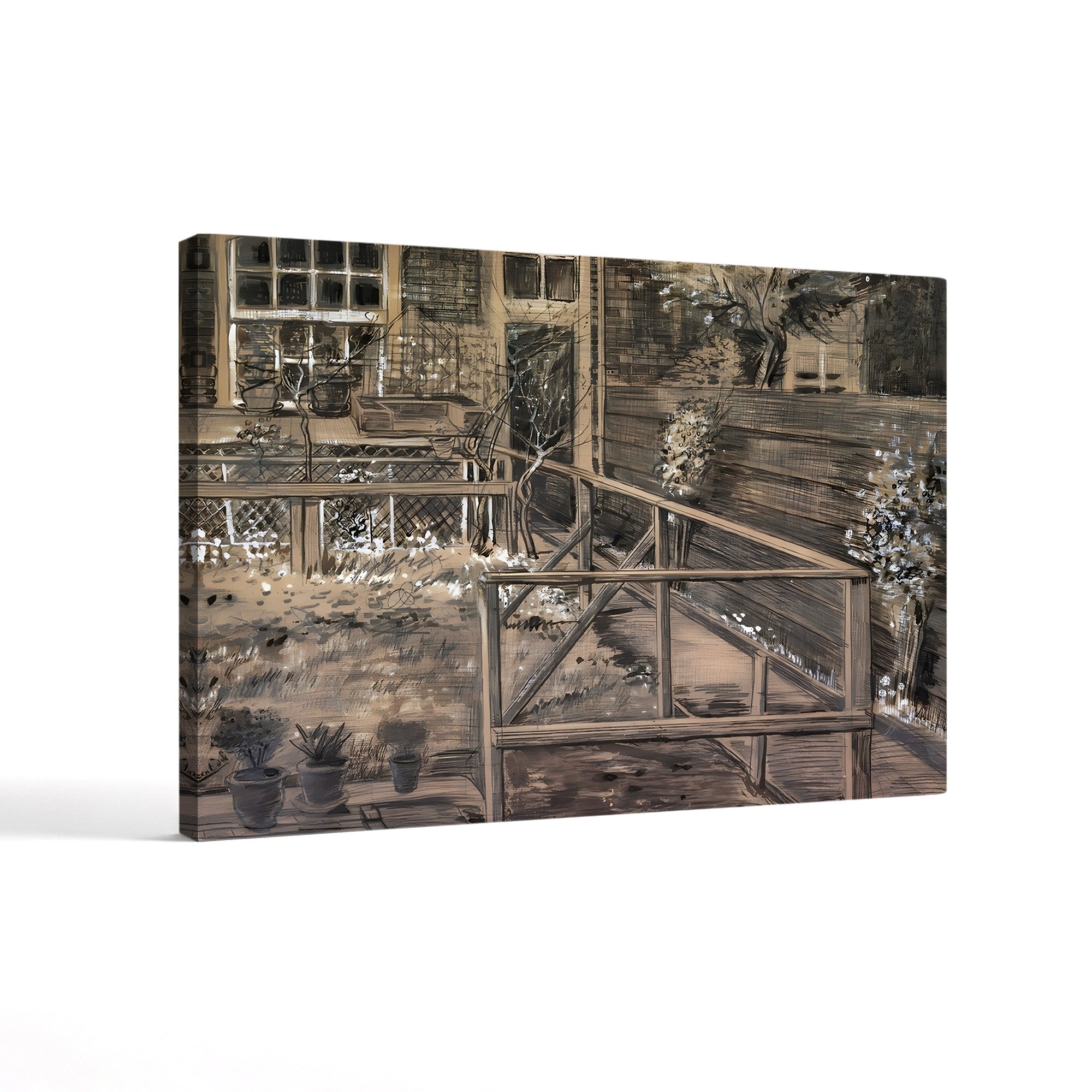 Behind the House of Sien, 1882 – Vincent van Gogh Wall Art | Early Dutch Drawing Canvas Print