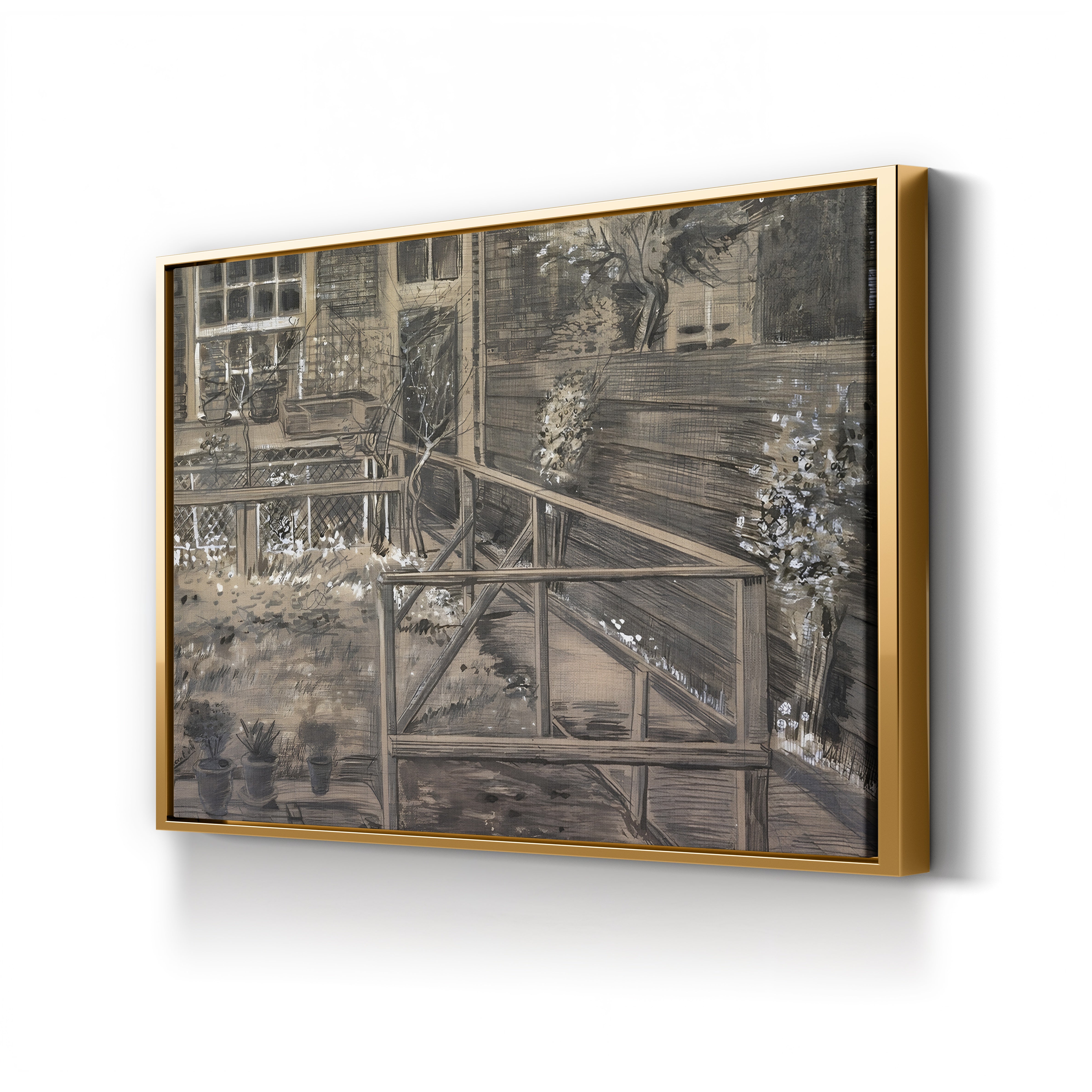 Behind the House of Sien, 1882 – Vincent van Gogh Wall Art | Early Dutch Drawing Canvas Print