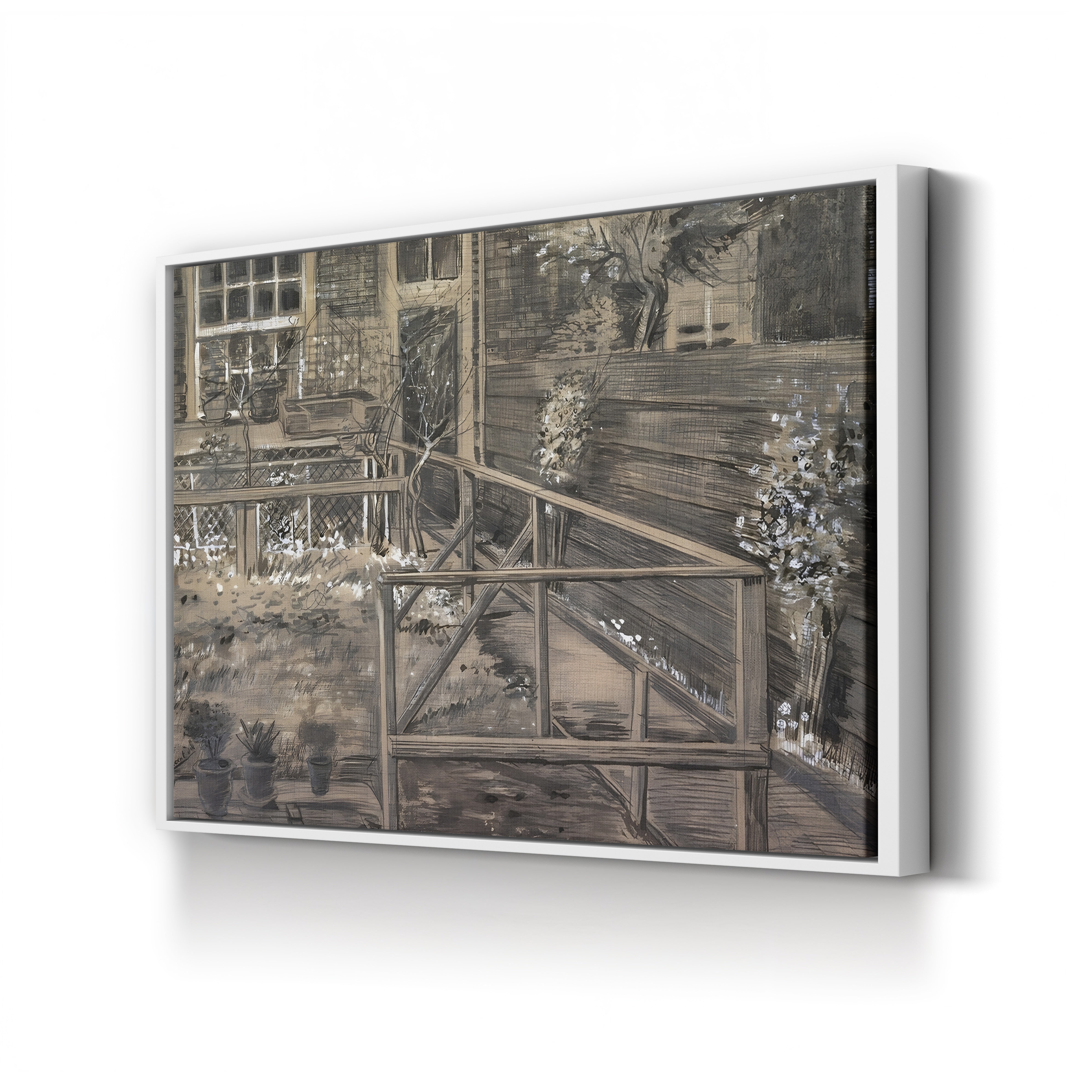 Behind the House of Sien, 1882 – Vincent van Gogh Wall Art | Early Dutch Drawing Canvas Print