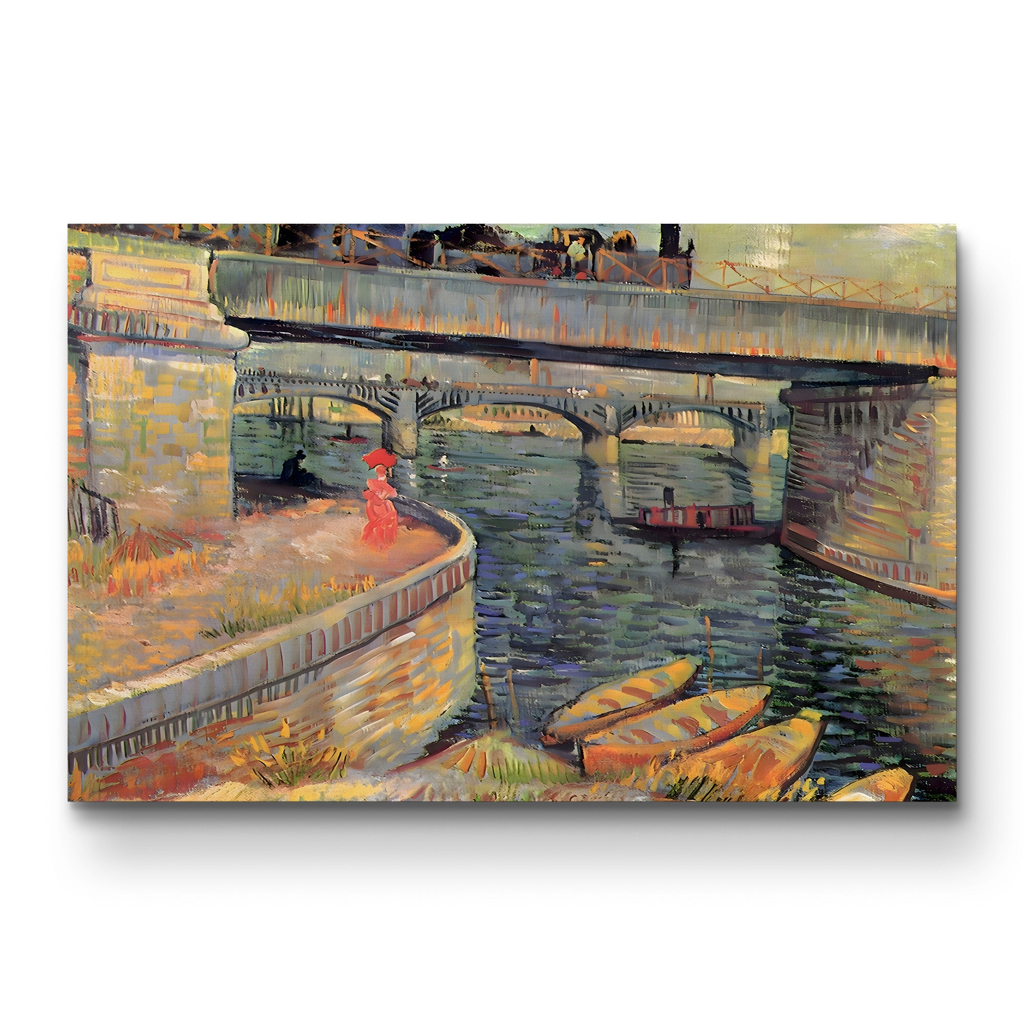 Bridges at Asnières, 1887 – Vincent van Gogh Wall Art | Post-Impressionist Architecture Canvas Print