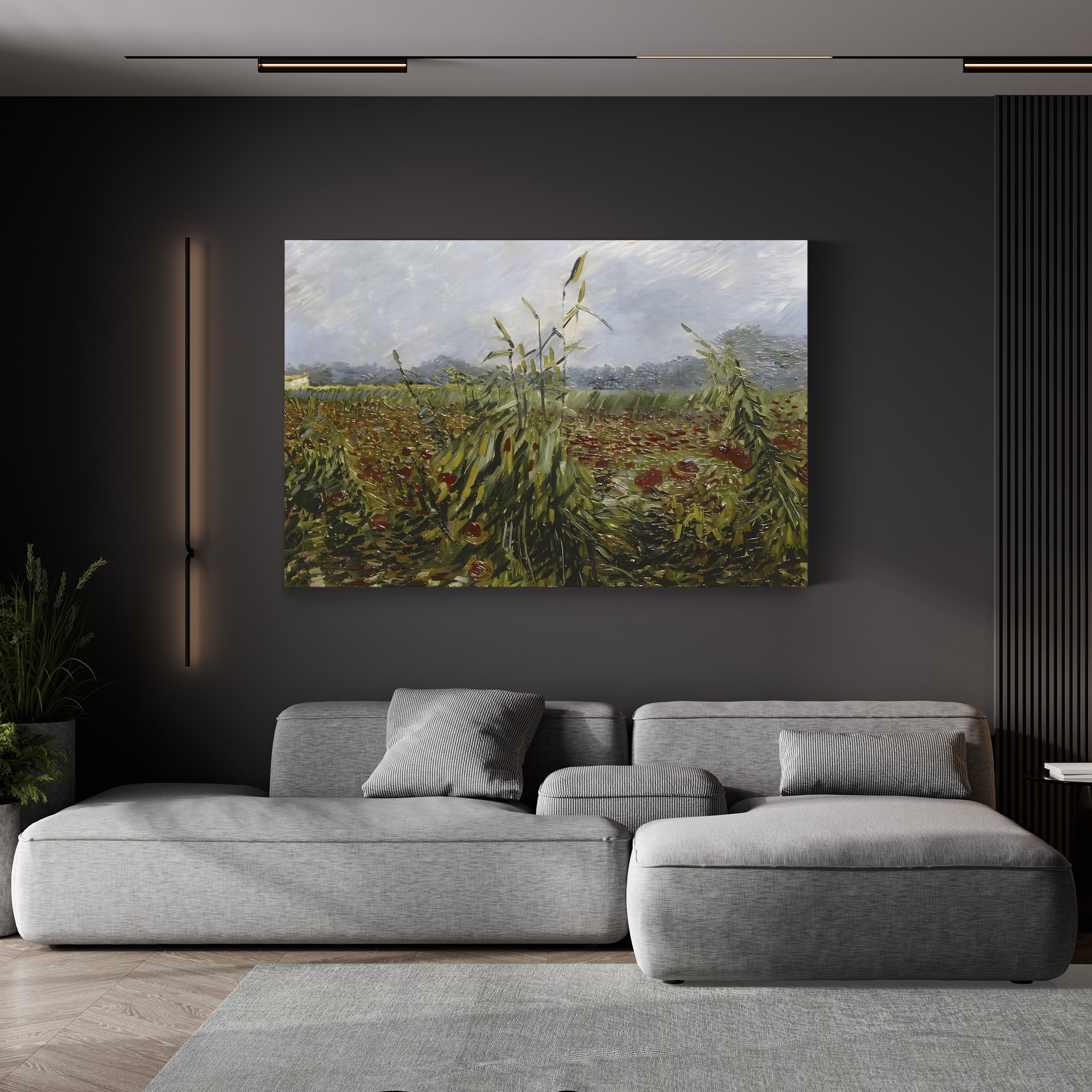 Corn Fields and Poppies, 1888 – Vincent van Gogh Wall Art | Post-Impressionist Landscape Canvas Print