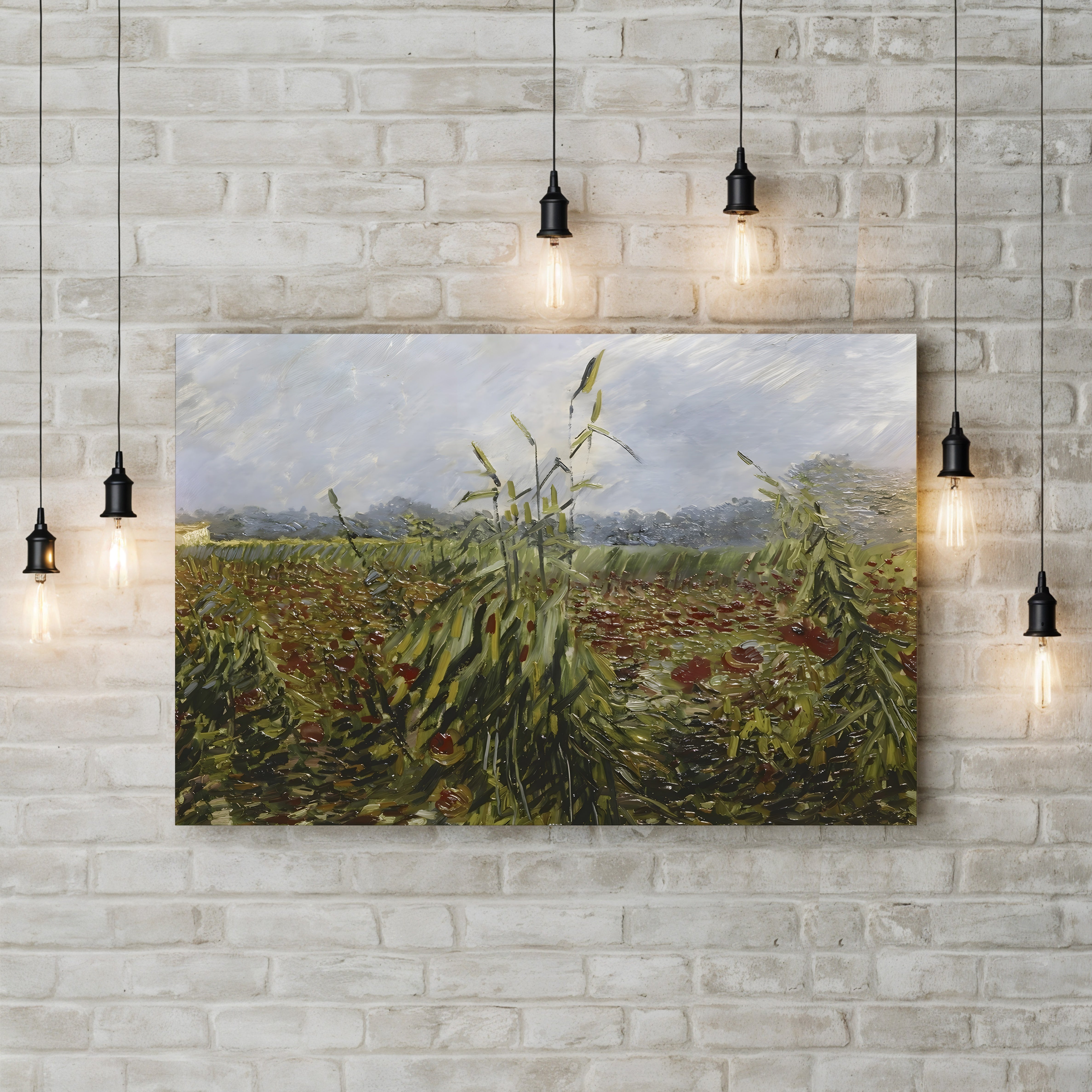 Corn Fields and Poppies, 1888 – Vincent van Gogh Wall Art | Post-Impressionist Landscape Canvas Print