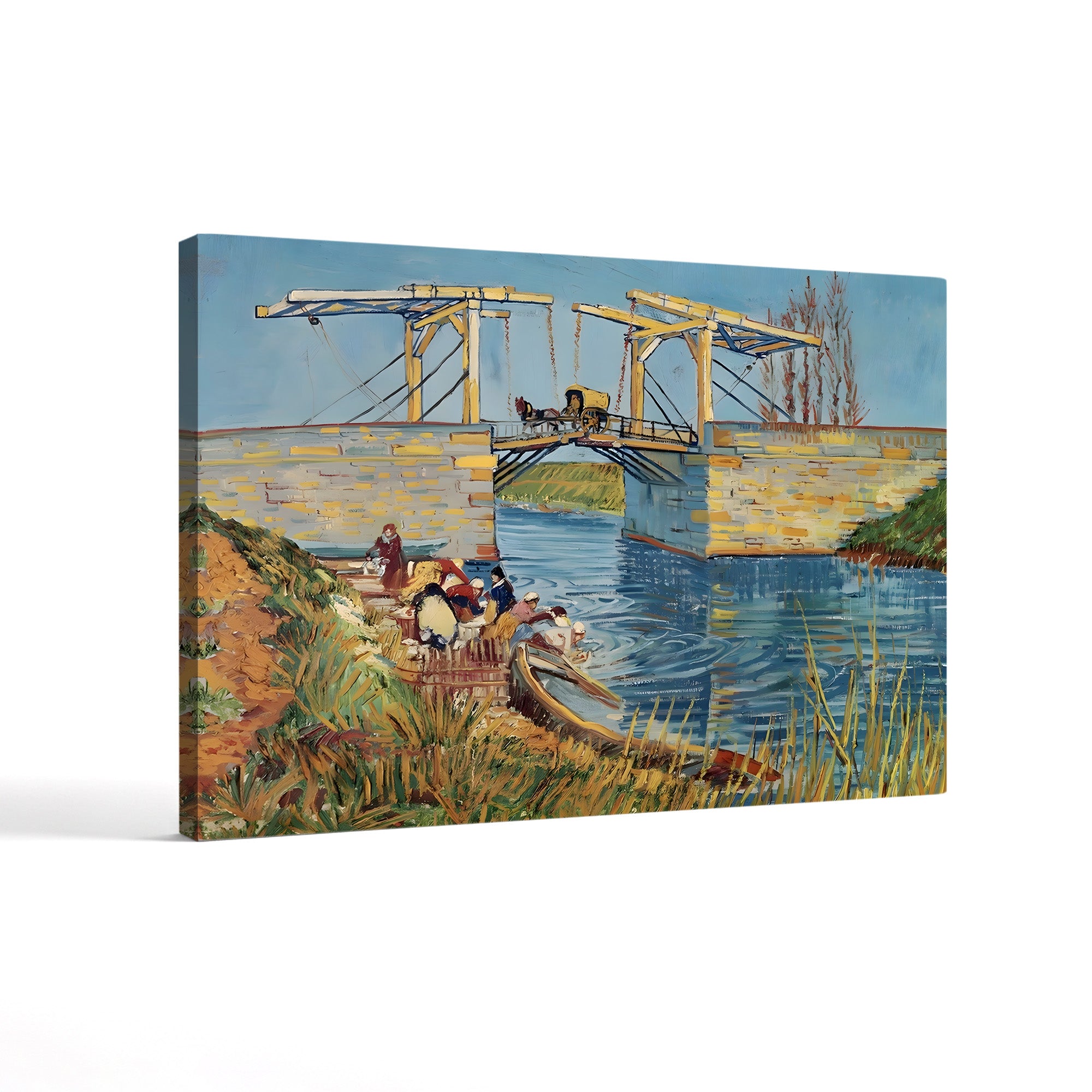Drawbridge at Arles with Washerwomen – Vincent van Gogh Wall Art | Post-Impressionist Arles Canvas Print