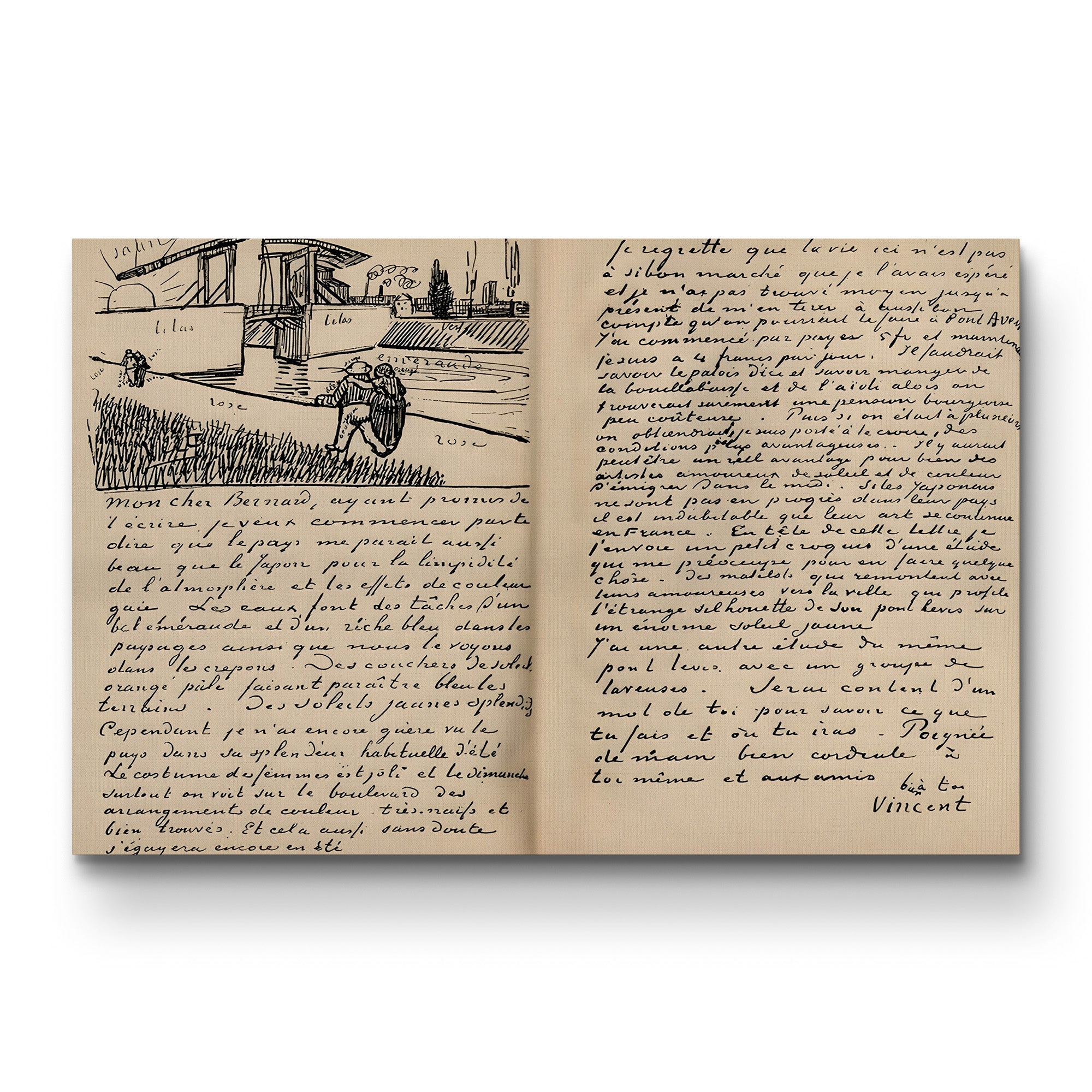 Facsimile of a Letter from Vincent van Gogh to Émile Bernard, 18 March 1888 – Historical Document Canvas Print