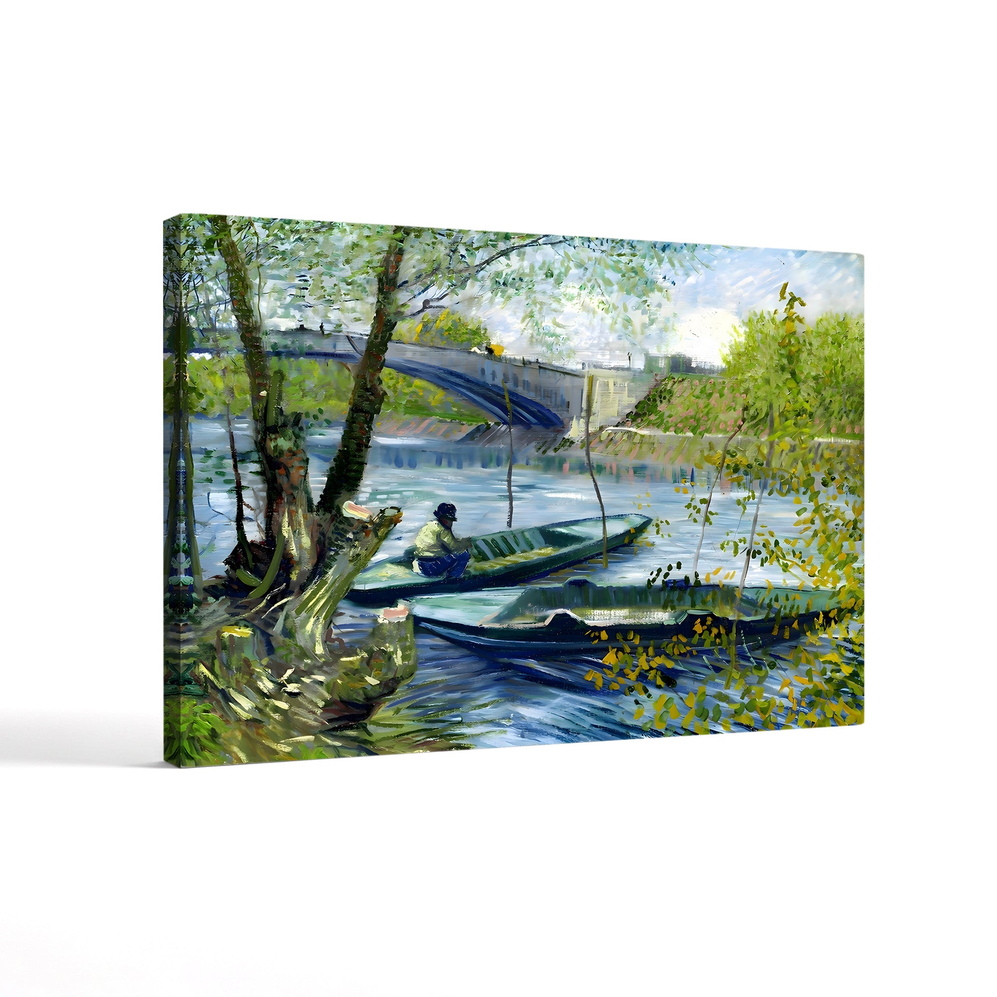 Fishing in Spring, the Pont de Clichy (Asnières), 1887 – Vincent van Gogh Wall Art | Post-Impressionist Riverscape Canvas Print