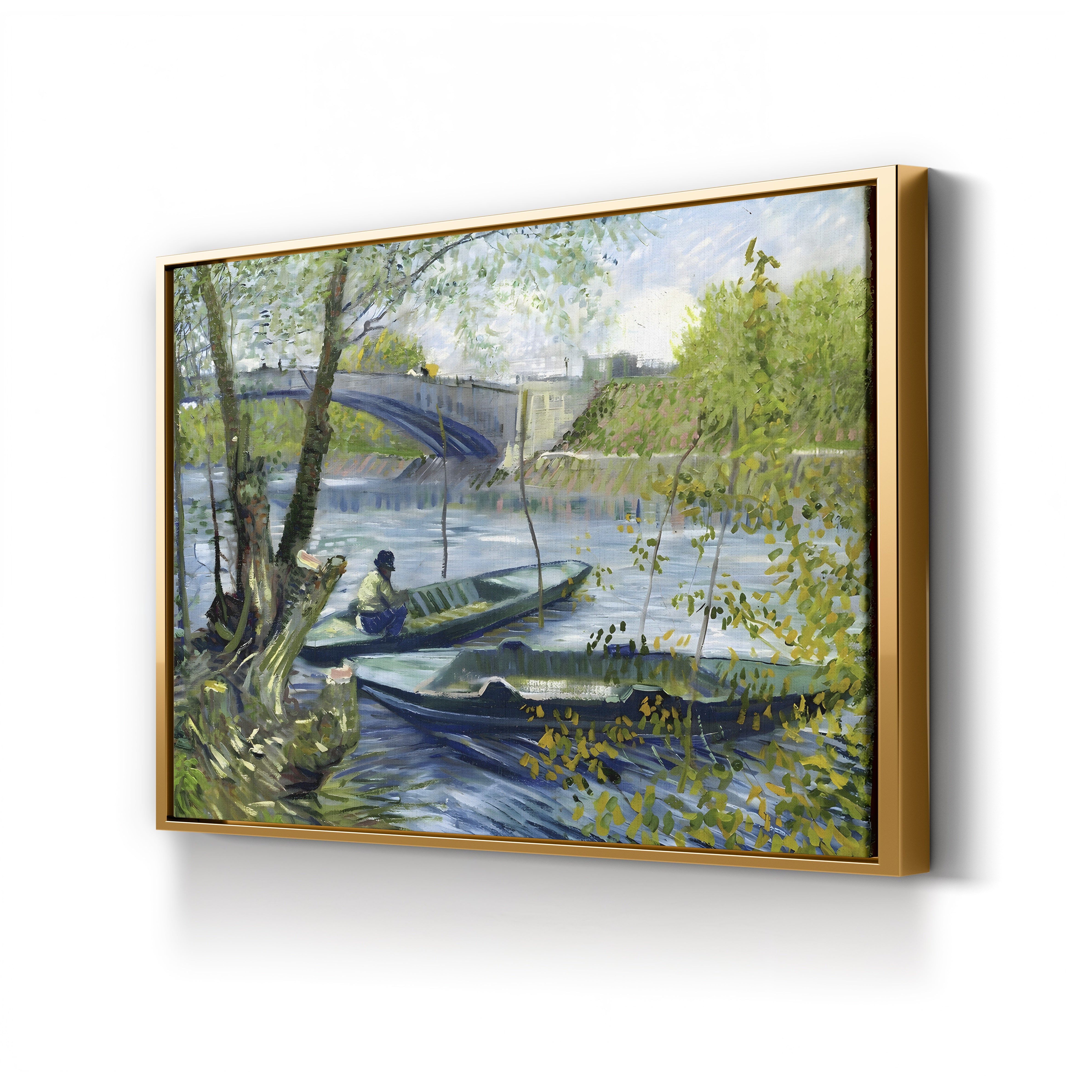 Fishing in Spring, the Pont de Clichy (Asnières), 1887 – Vincent van Gogh Wall Art | Post-Impressionist Riverscape Canvas Print