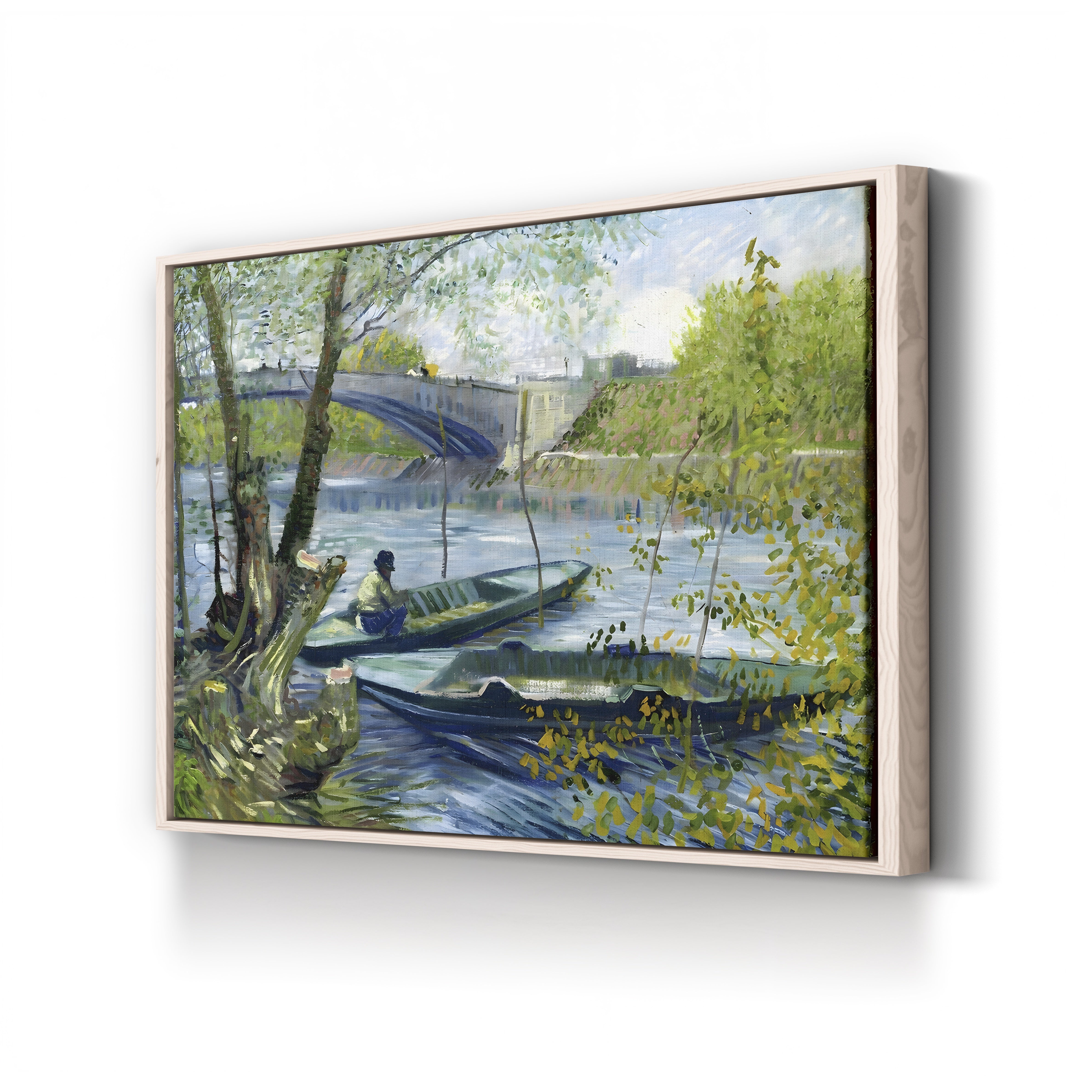 Fishing in Spring, the Pont de Clichy (Asnières), 1887 – Vincent van Gogh Wall Art | Post-Impressionist Riverscape Canvas Print
