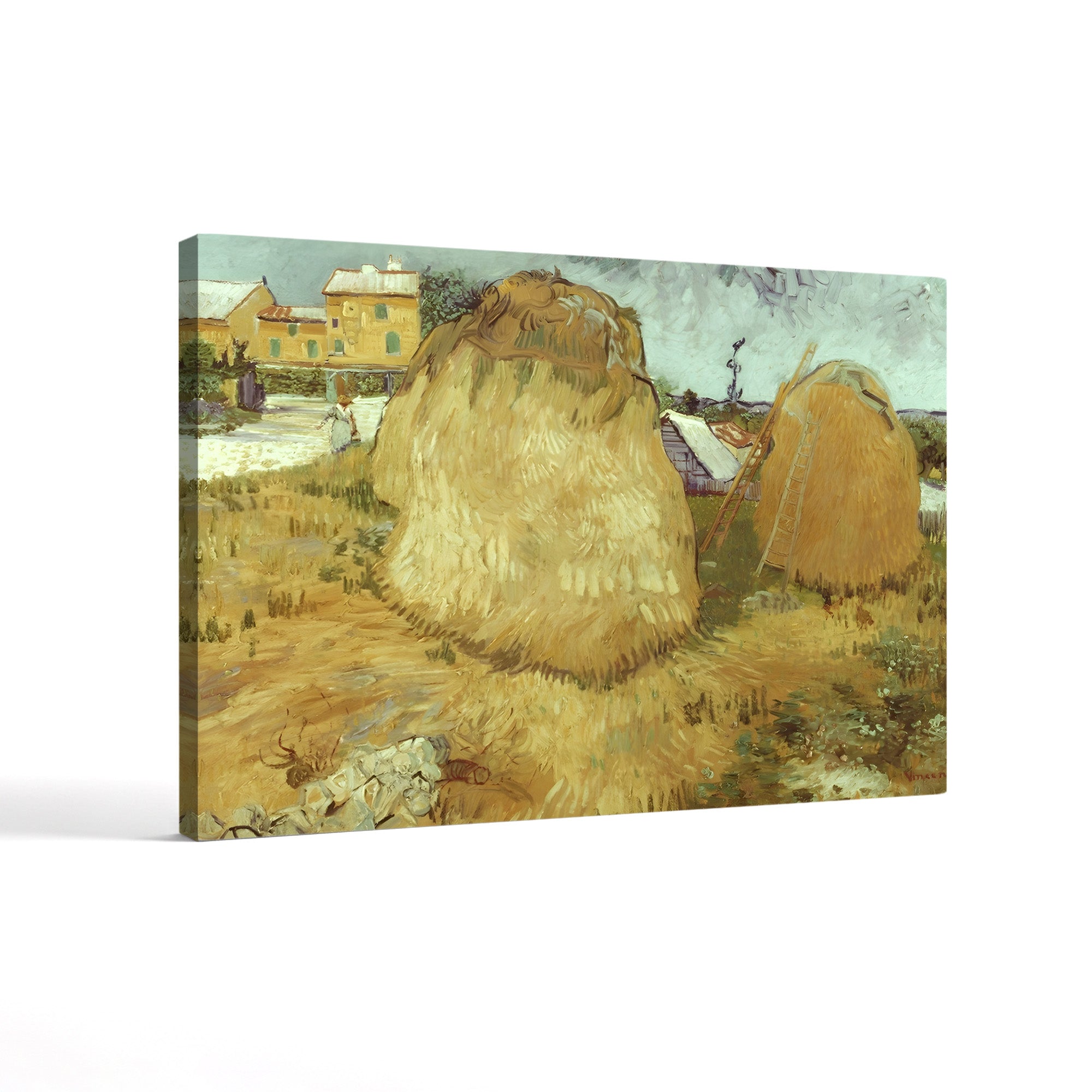 Haystacks in Provence, 1888 – Vincent van Gogh Wall Art | Post-Impressionist Provençal Harvest Canvas Print
