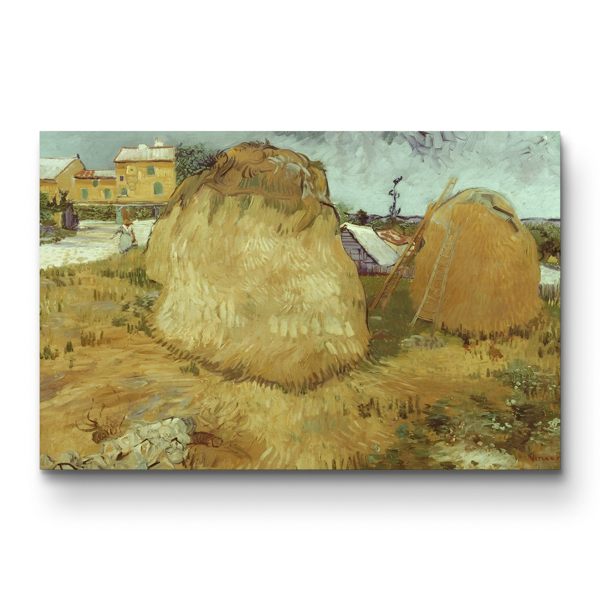 Haystacks in Provence, 1888 – Vincent van Gogh Wall Art | Post-Impressionist Provençal Harvest Canvas Print