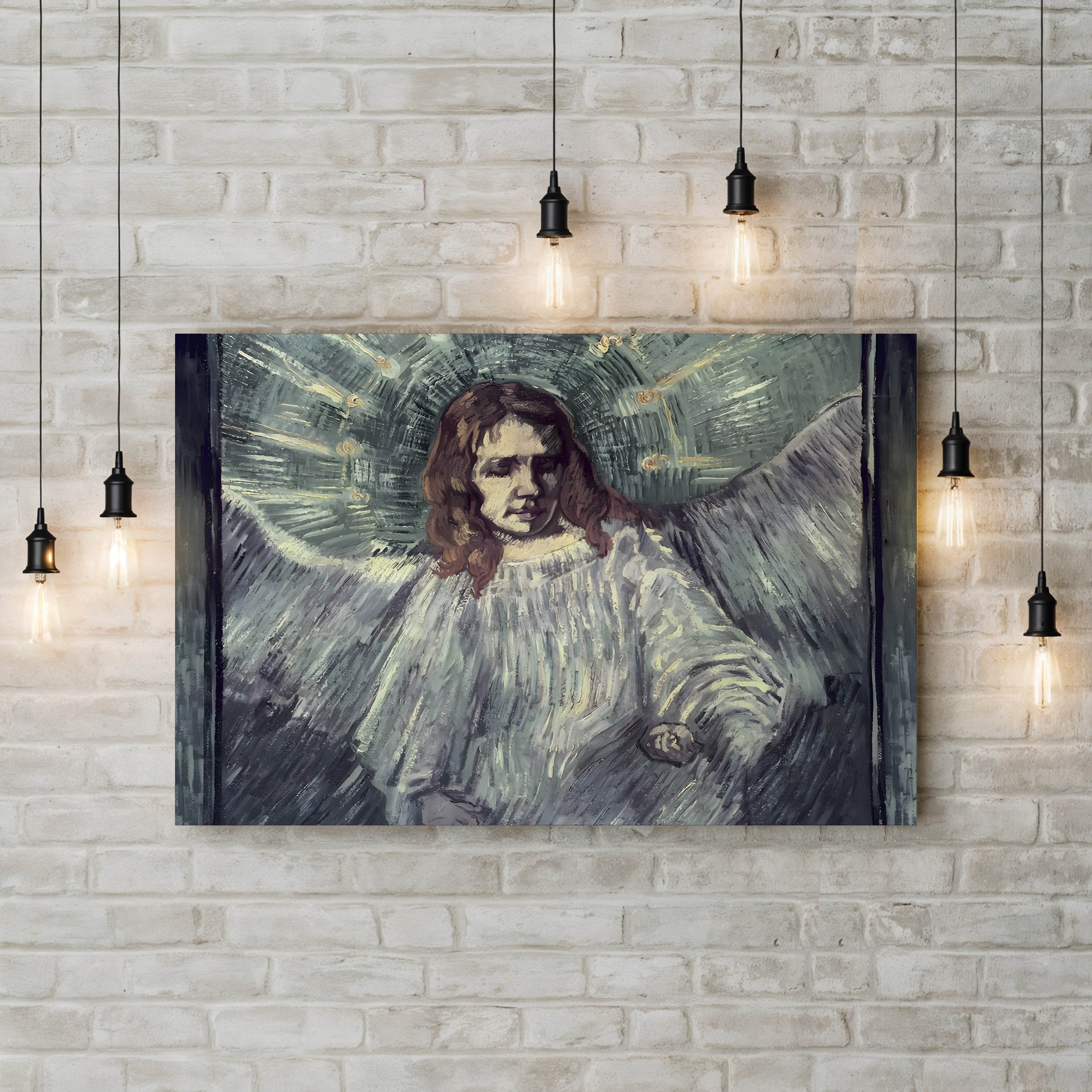 Head of an Angel, after Rembrandt, 1889 – Vincent van Gogh Wall Art | Post-Impressionist Saint-Rémy Canvas Print