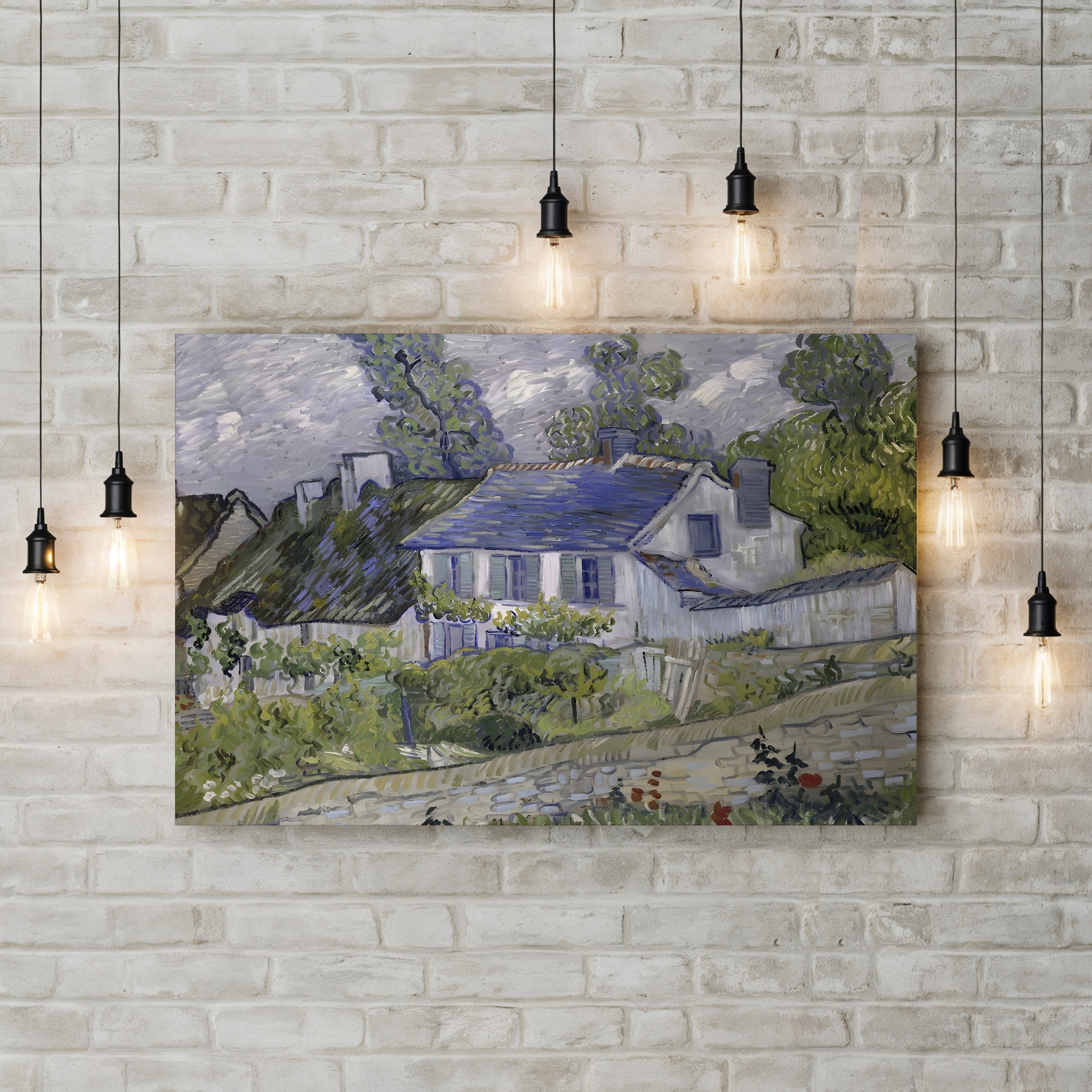 Houses at Auvers, 1890 – Vincent van Gogh Wall Art | Post-Impressionist Village Canvas Print