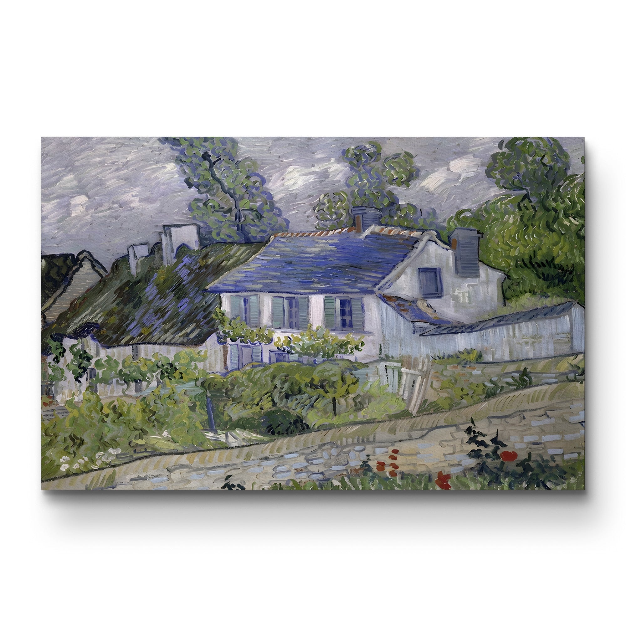 Houses at Auvers, 1890 – Vincent van Gogh Wall Art | Post-Impressionist Village Canvas Print