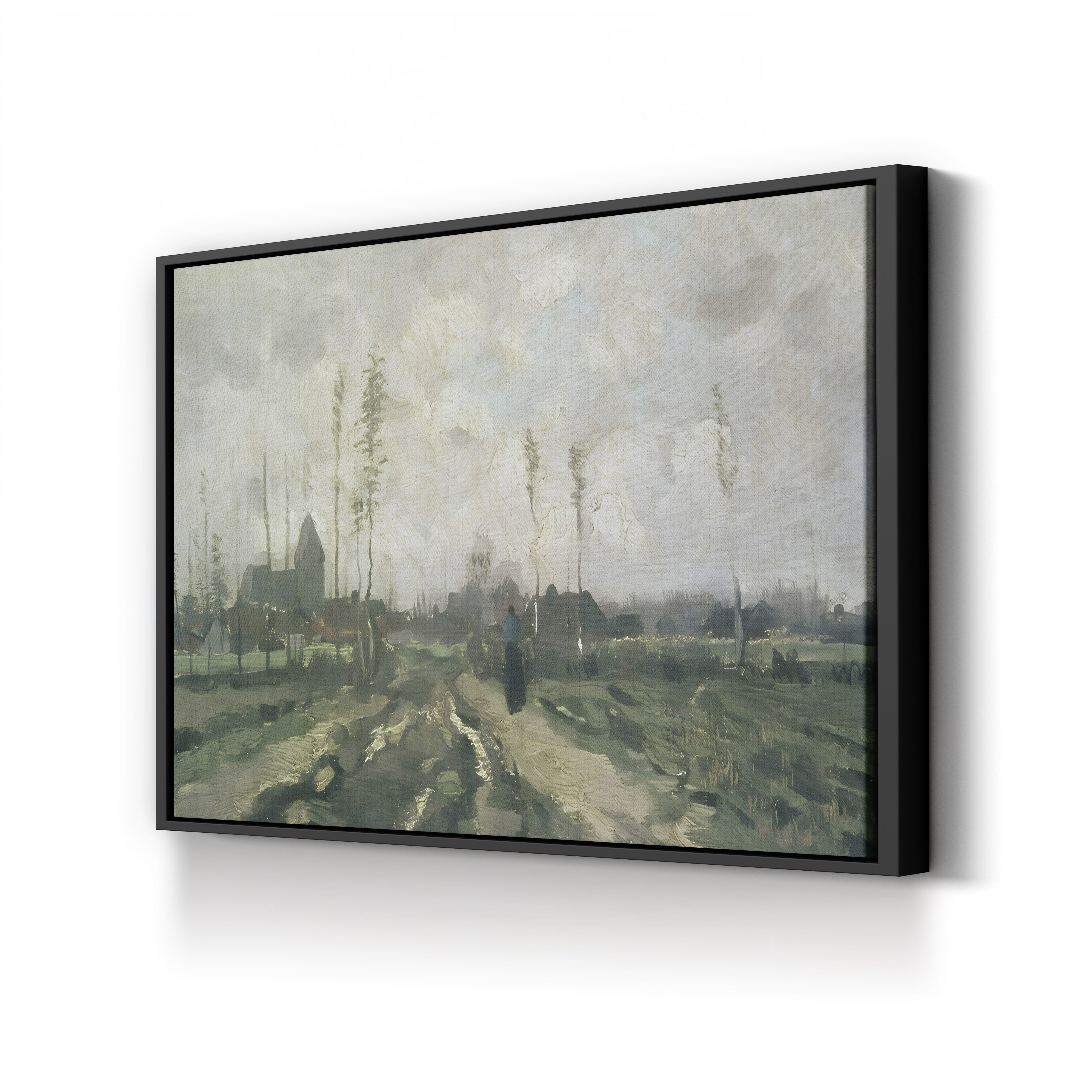 Landscape With a Church and Houses, Nuenen, 1885 – Vincent van Gogh Wall Art | Early Dutch Landscape Canvas Print