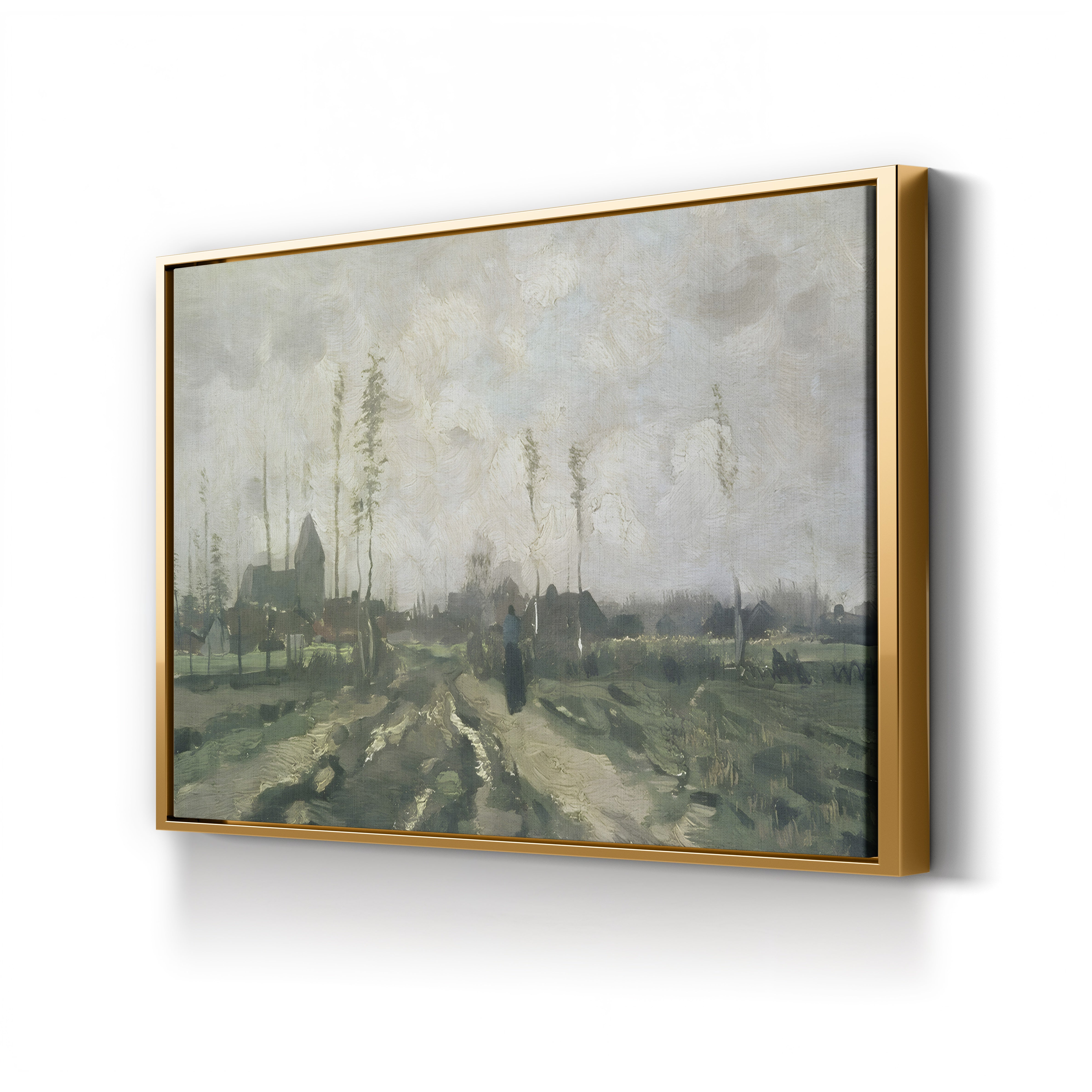 Landscape With a Church and Houses, Nuenen, 1885 – Vincent van Gogh Wall Art | Early Dutch Landscape Canvas Print
