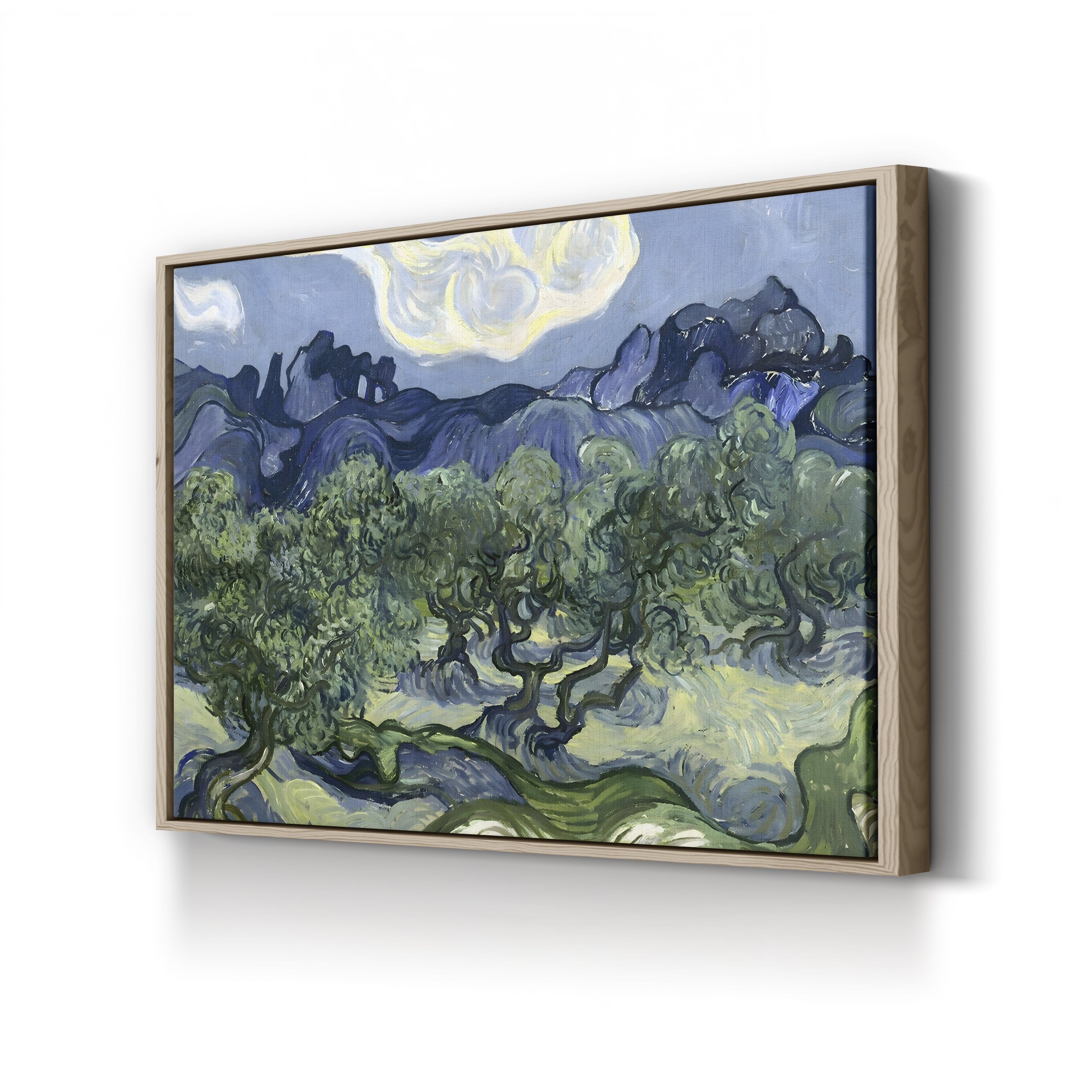 Olive Trees with the Alpilles in the Background – Vincent van Gogh Wall Art | Post-Impressionist Landscape Canvas Print