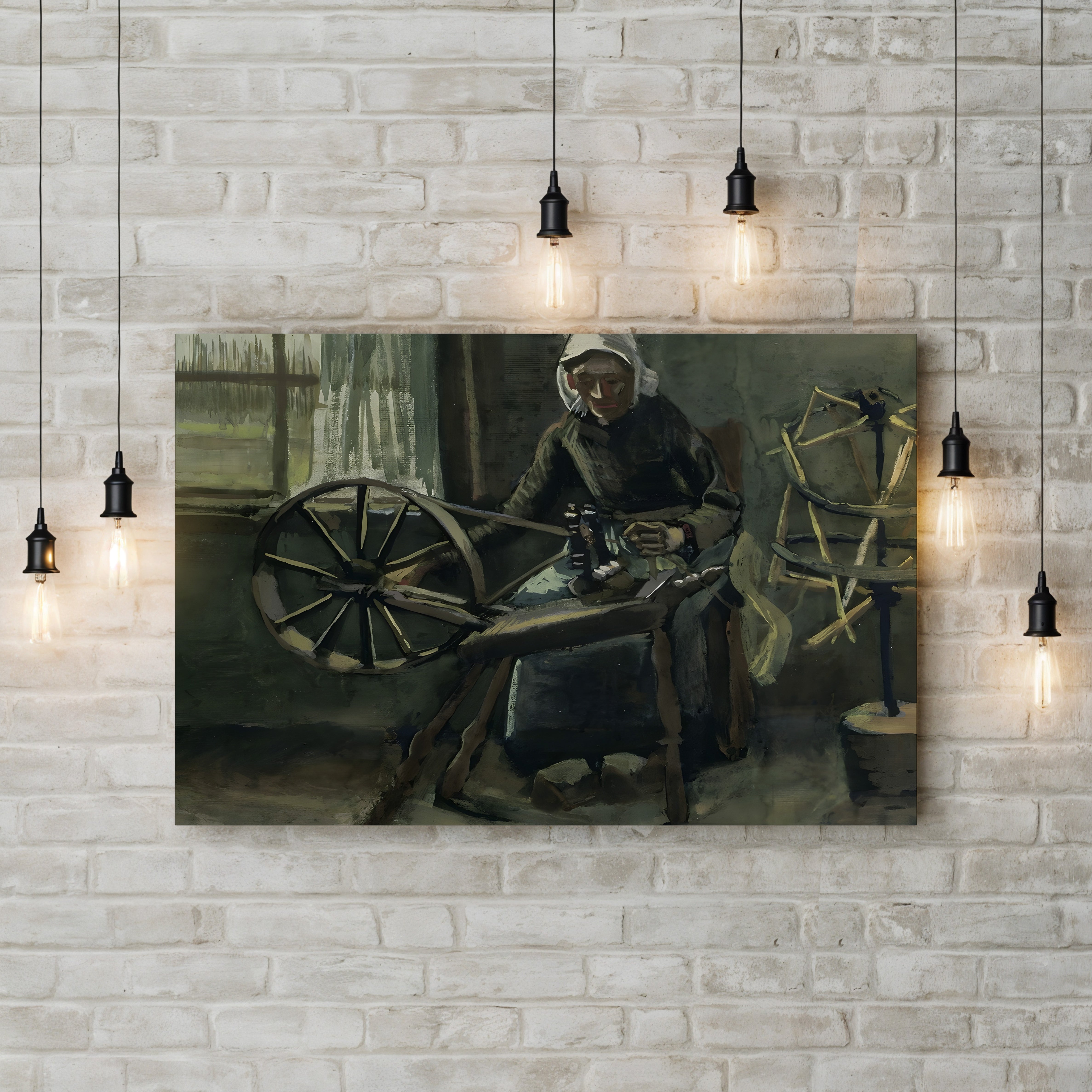 Peasant Woman Winding Bobbins, 1884 – Vincent van Gogh Wall Art | Early Dutch Interior Canvas Print