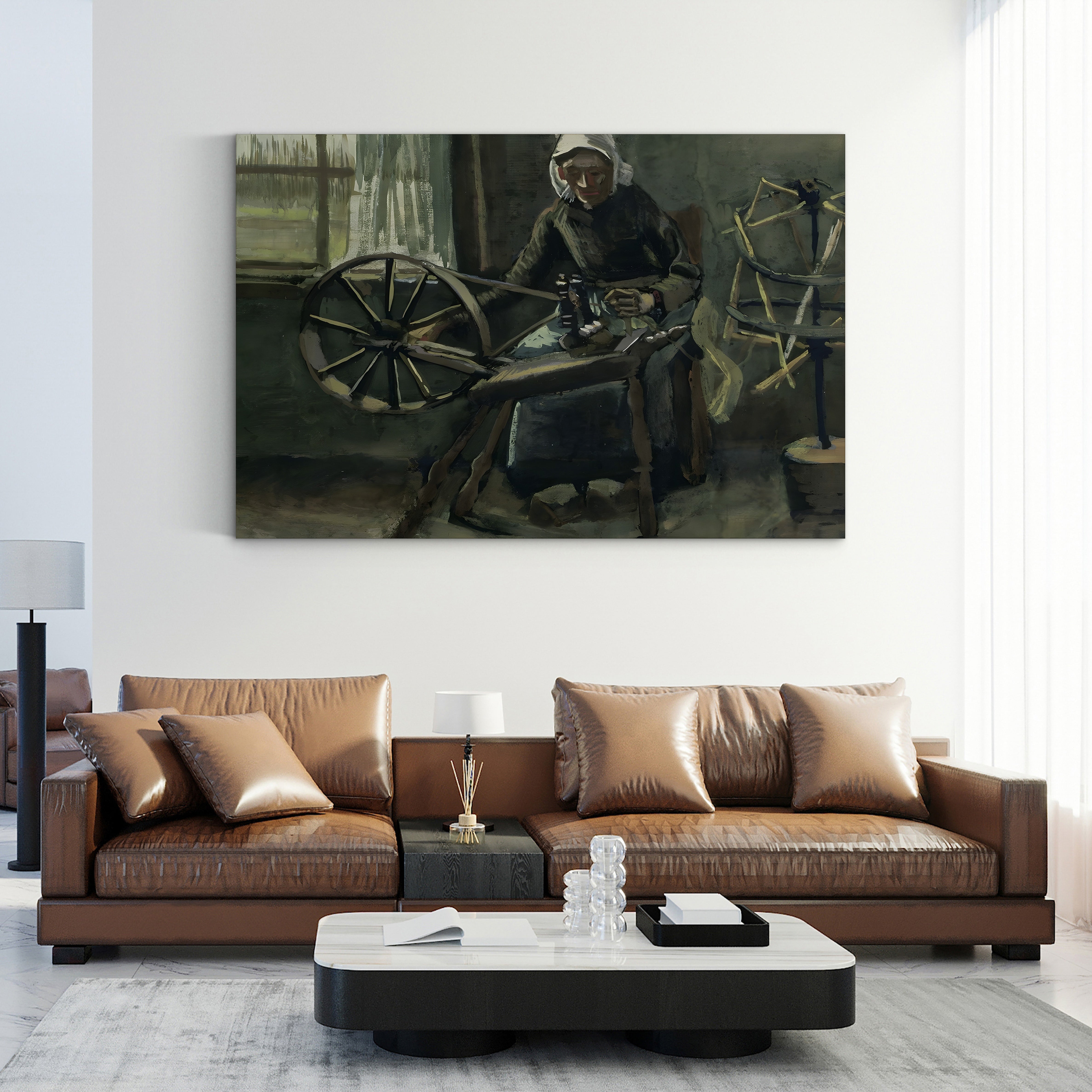 Peasant Woman Winding Bobbins, 1884 – Vincent van Gogh Wall Art | Early Dutch Interior Canvas Print
