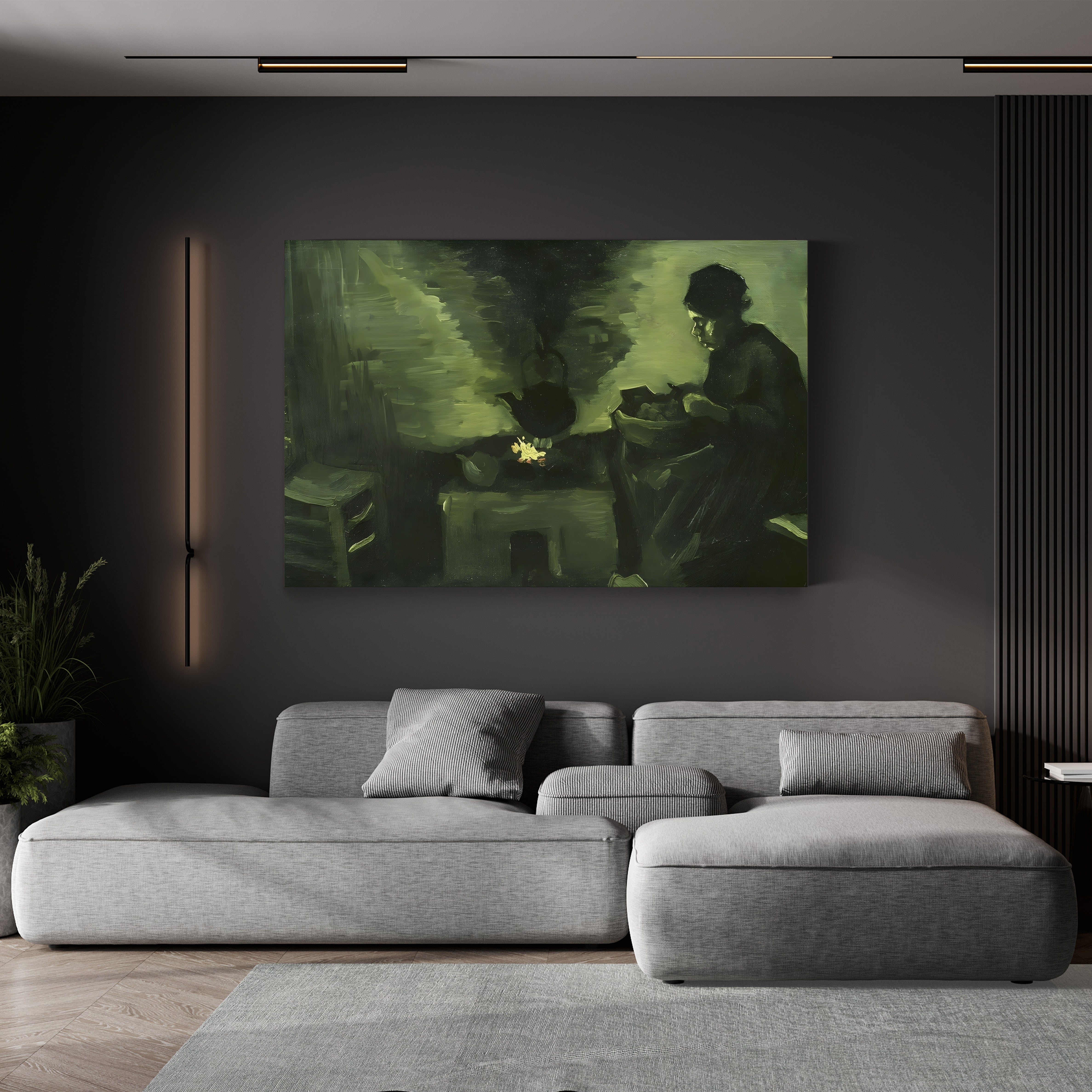 Peasant Woman by the Hearth, c.1885 – Vincent van Gogh Wall Art | Early Dutch Interior Canvas Print