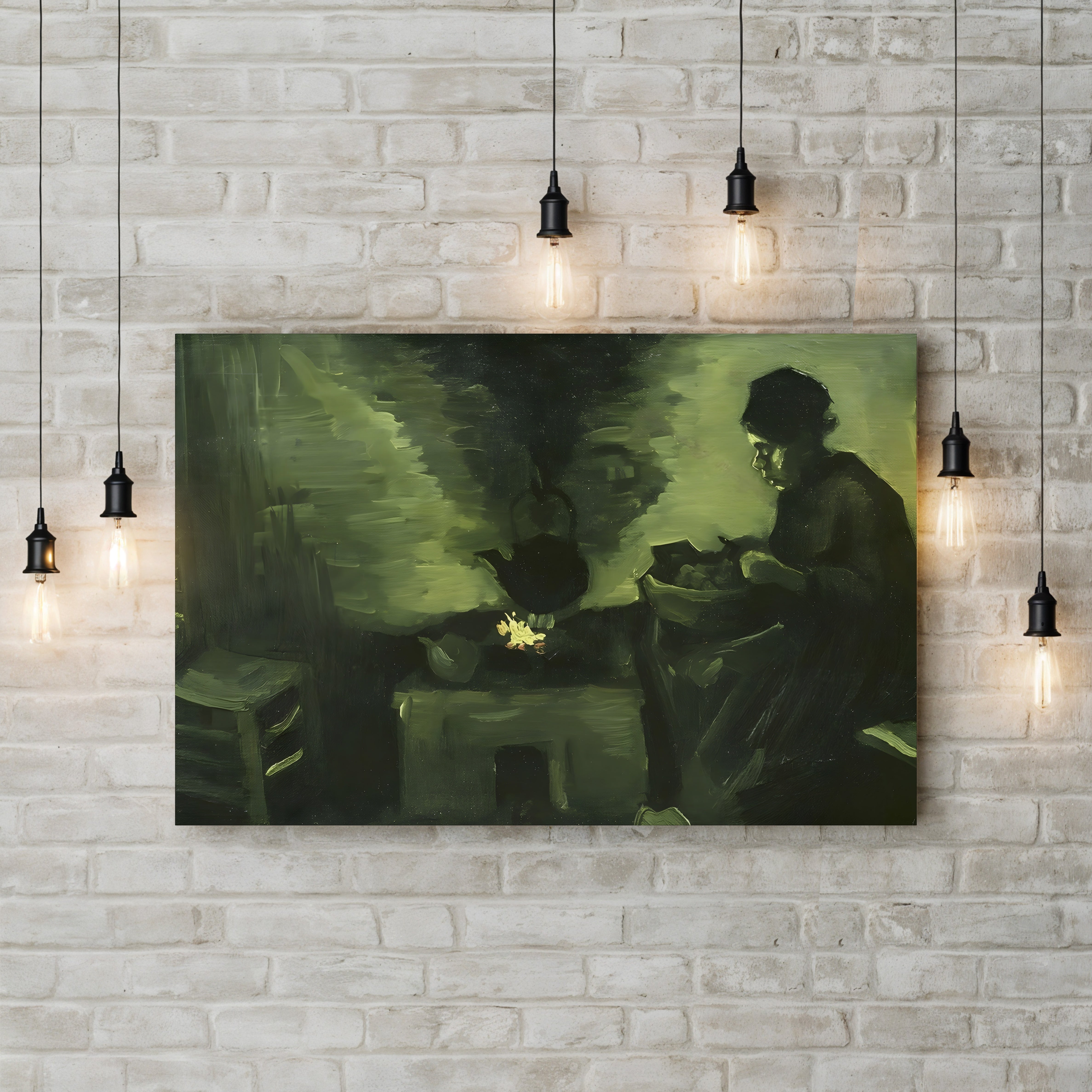 Peasant Woman by the Hearth, c.1885 – Vincent van Gogh Wall Art | Early Dutch Interior Canvas Print