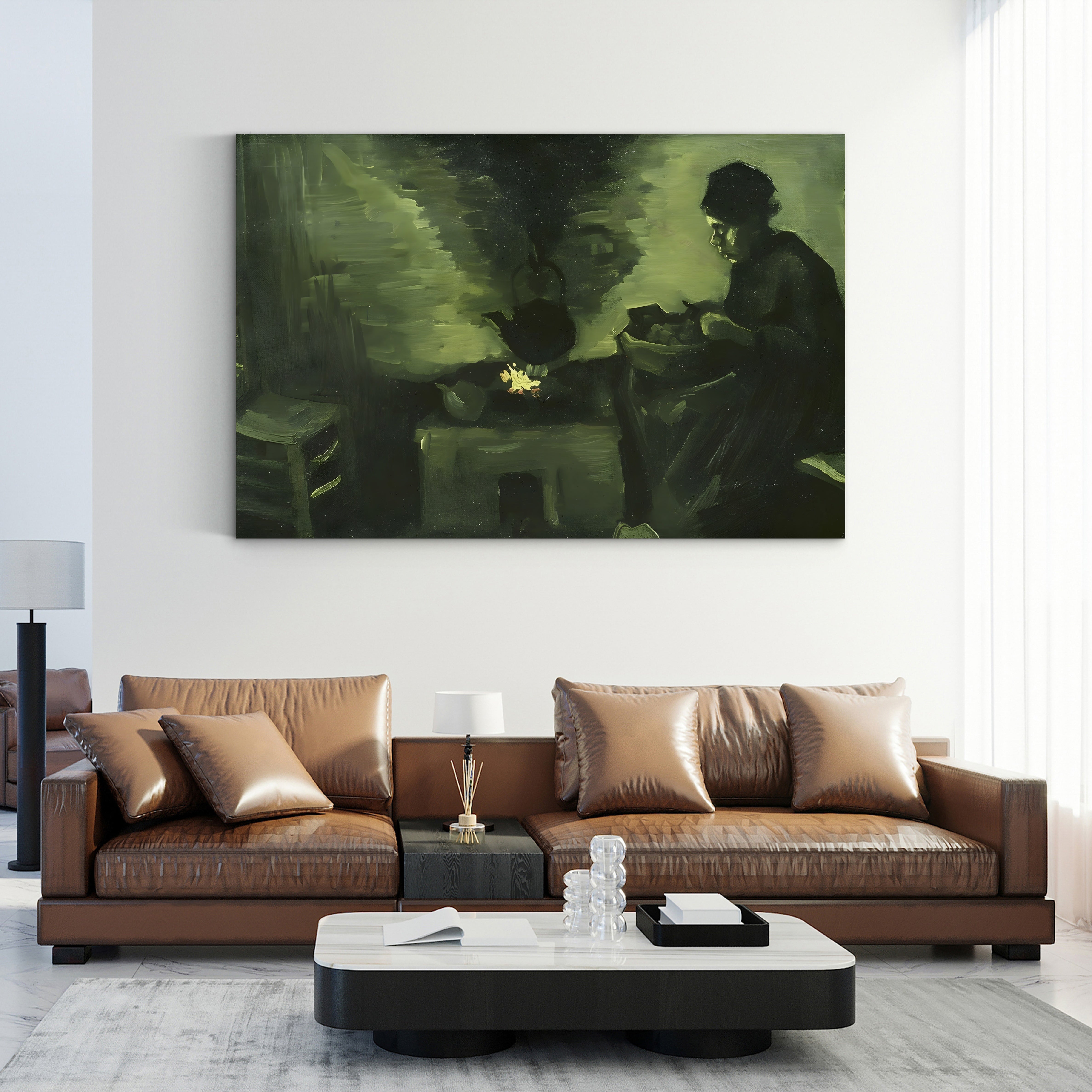 Peasant Woman by the Hearth, c.1885 – Vincent van Gogh Wall Art | Early Dutch Interior Canvas Print