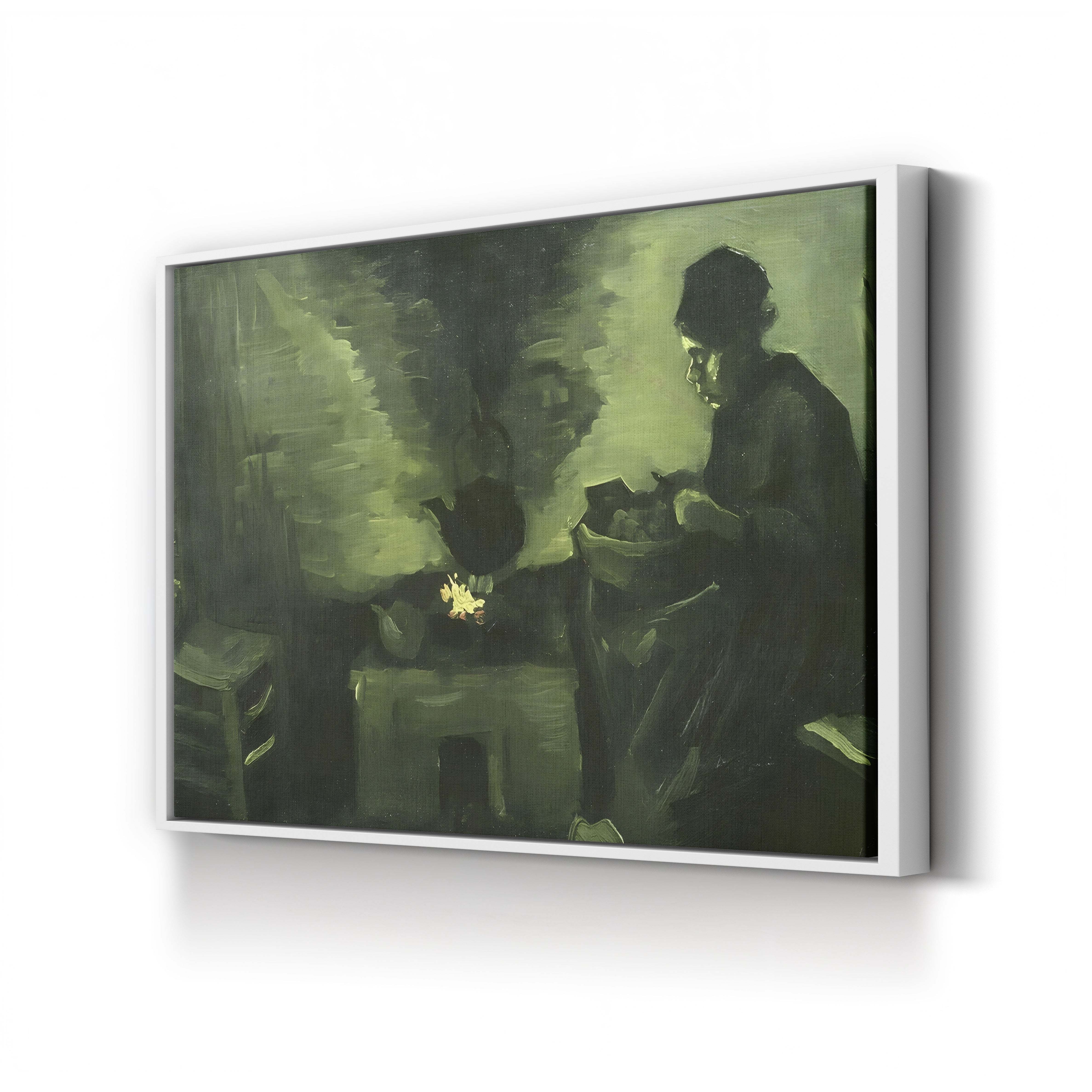 Peasant Woman by the Hearth, c.1885 – Vincent van Gogh Wall Art | Early Dutch Interior Canvas Print