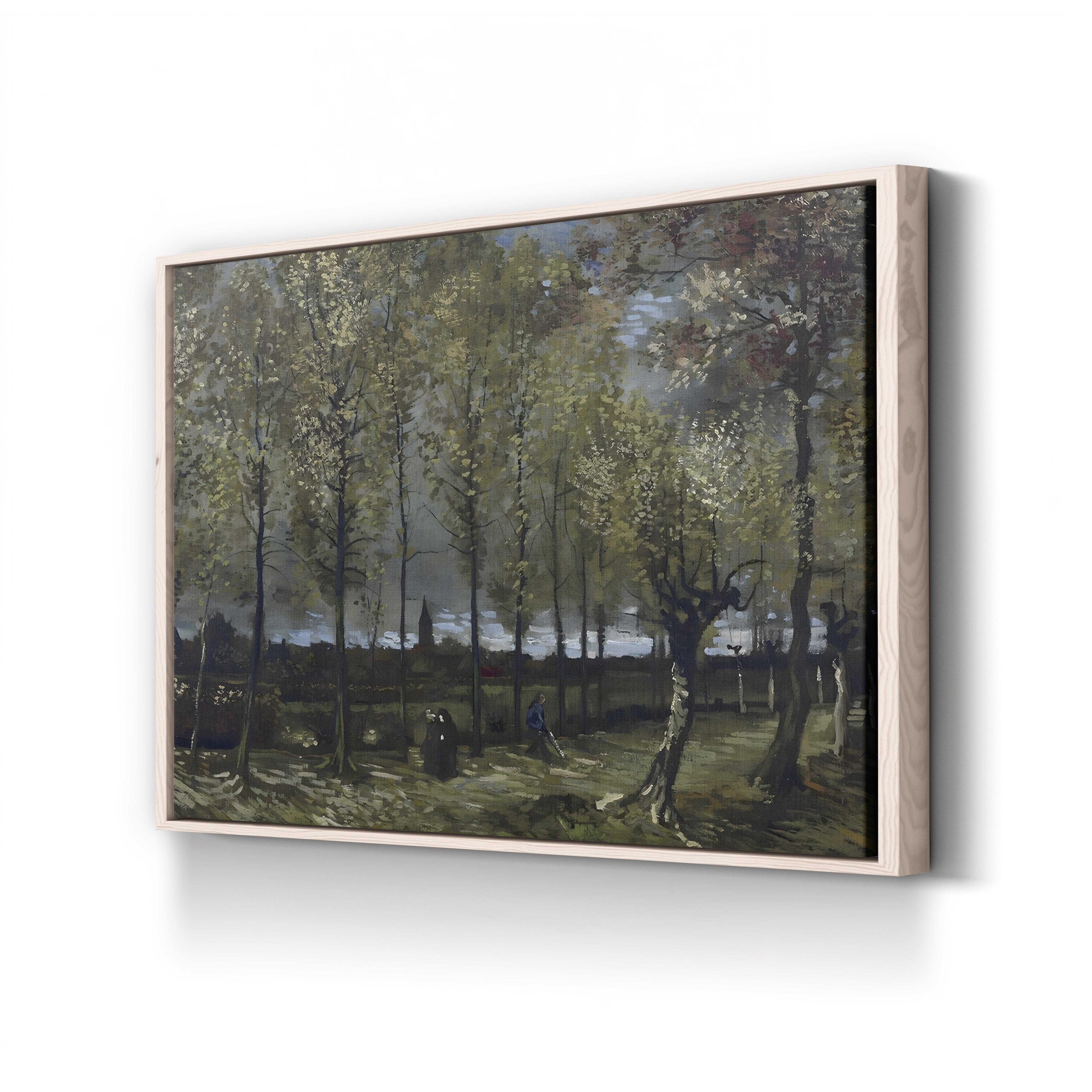 Poplars near Nuenen by Vincent van Gogh canvas print in natural wood frame