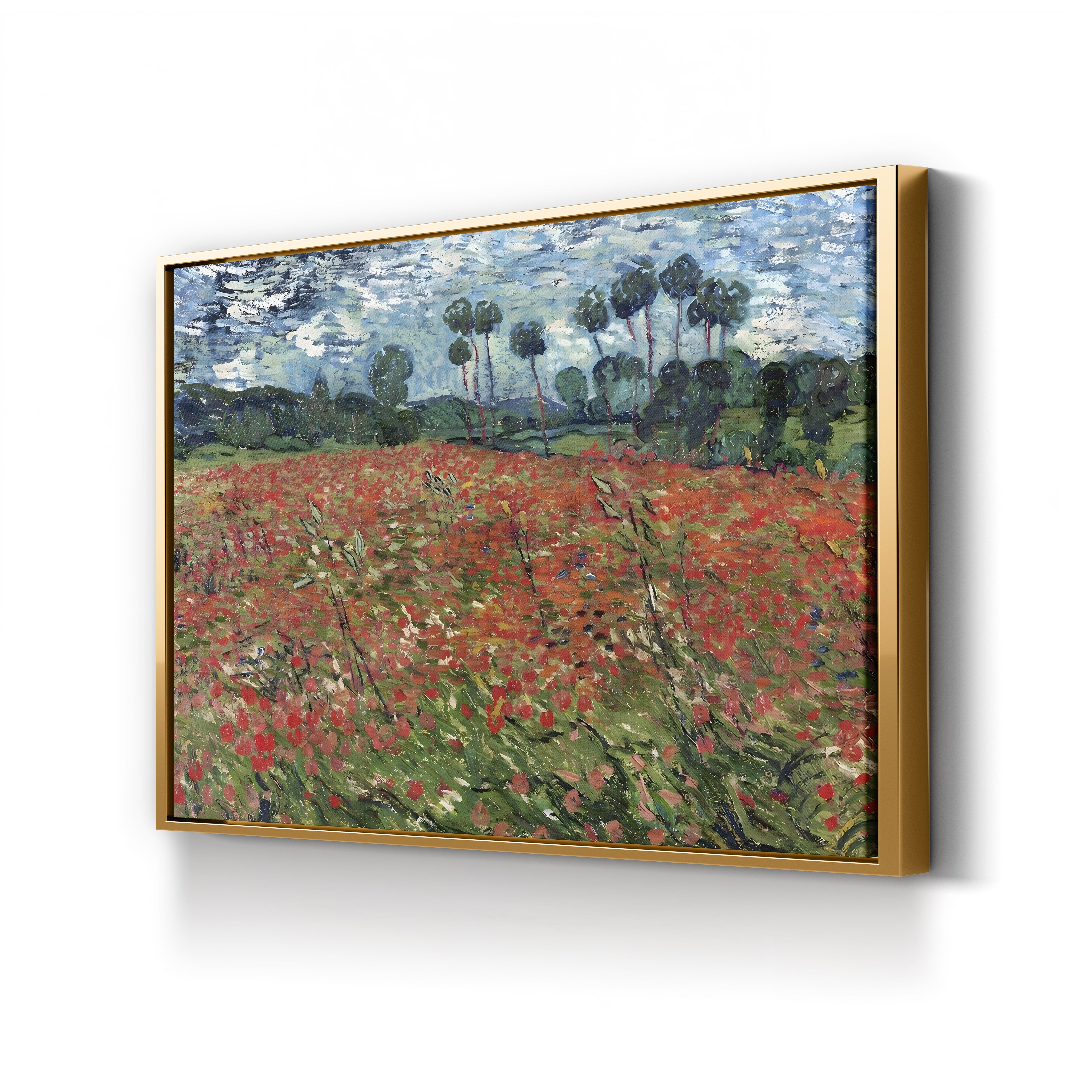 Poppy Field by Vincent van Gogh canvas print in gold frame