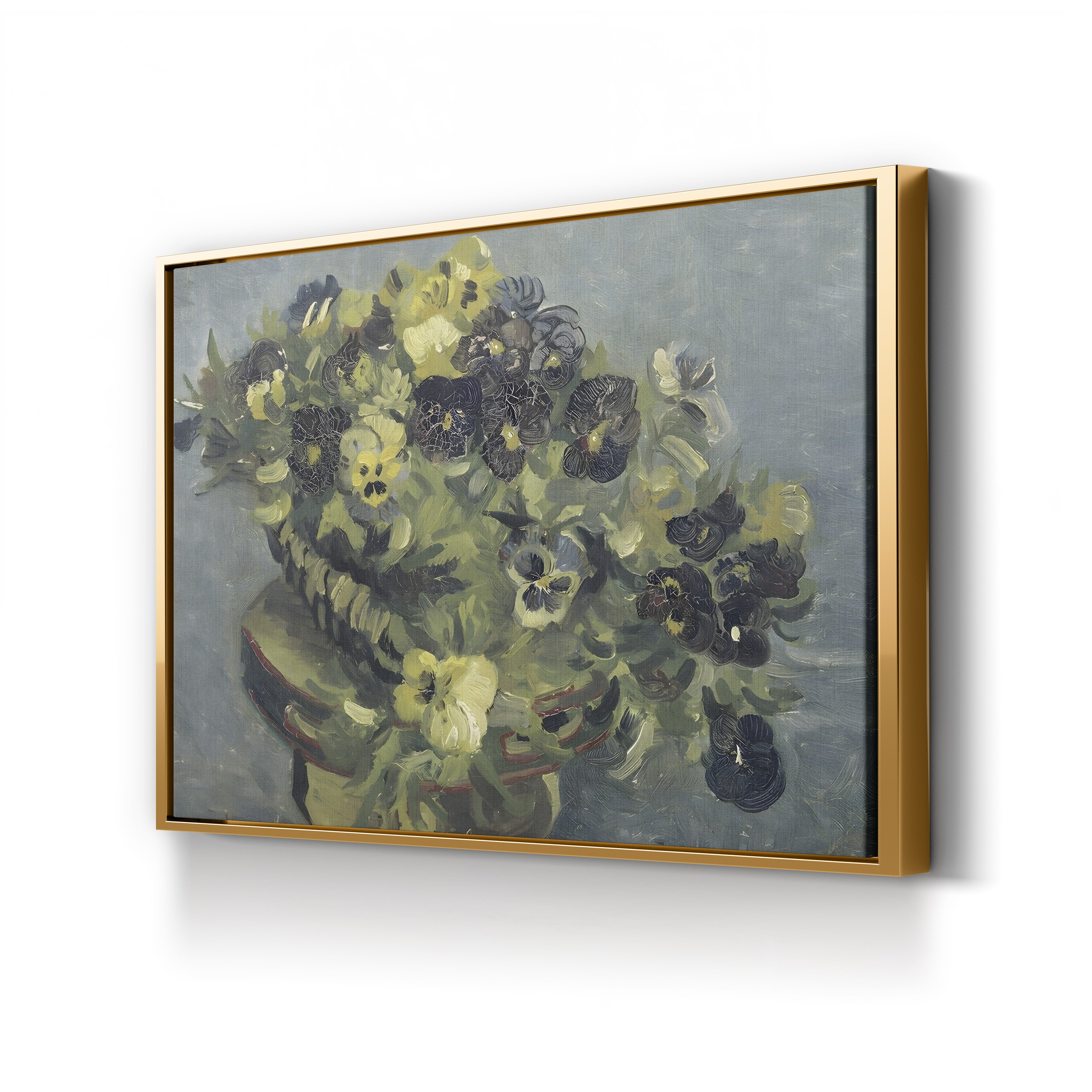 Pot de Pensées sur une Petite Table (Basket of Pansies), 1887 – Vincent van Gogh Wall Art | Post-Impressionist Floral Canvas Print