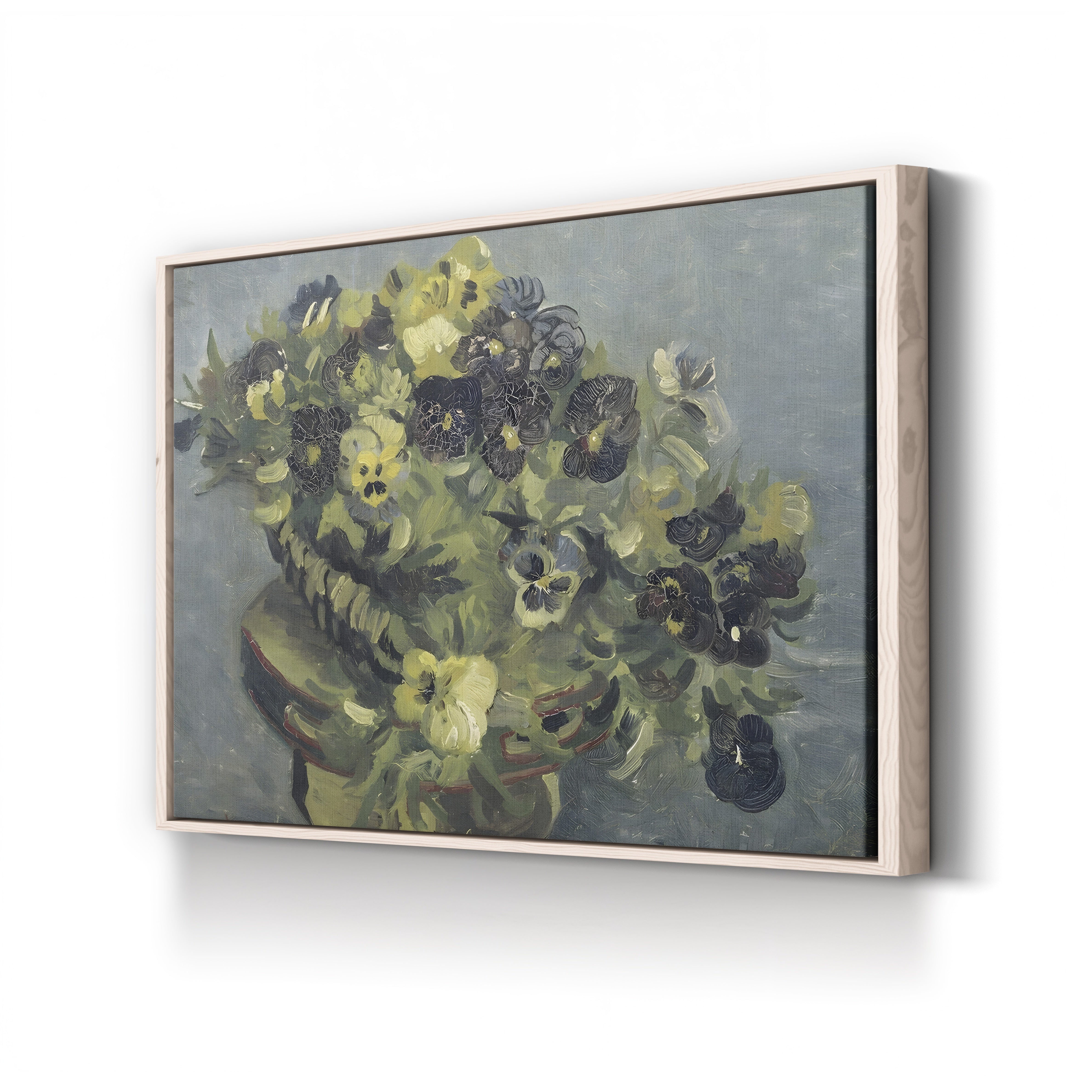Pot de Pensées sur une Petite Table (Basket of Pansies), 1887 – Vincent van Gogh Wall Art | Post-Impressionist Floral Canvas Print