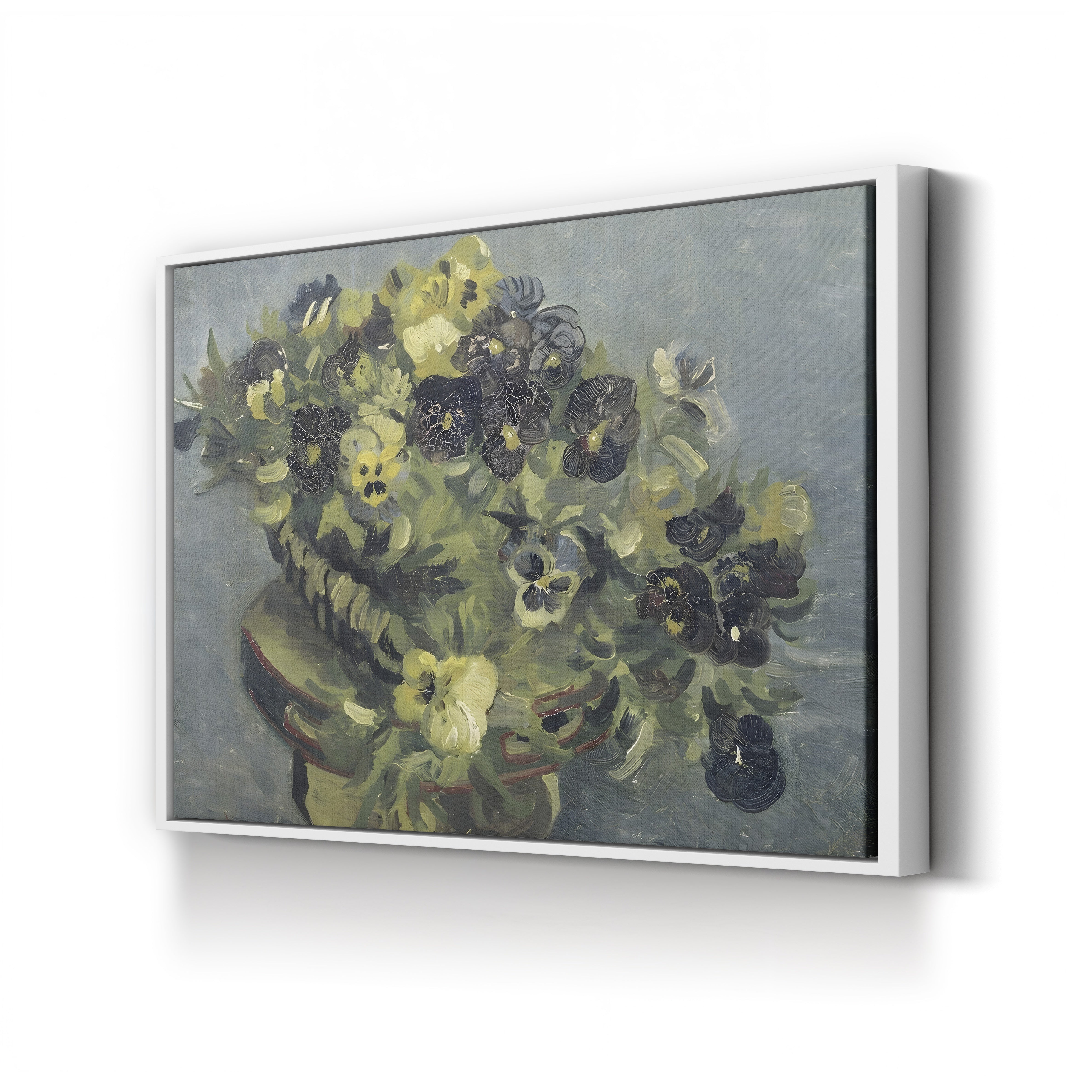 Pot de Pensées sur une Petite Table (Basket of Pansies), 1887 – Vincent van Gogh Wall Art | Post-Impressionist Floral Canvas Print