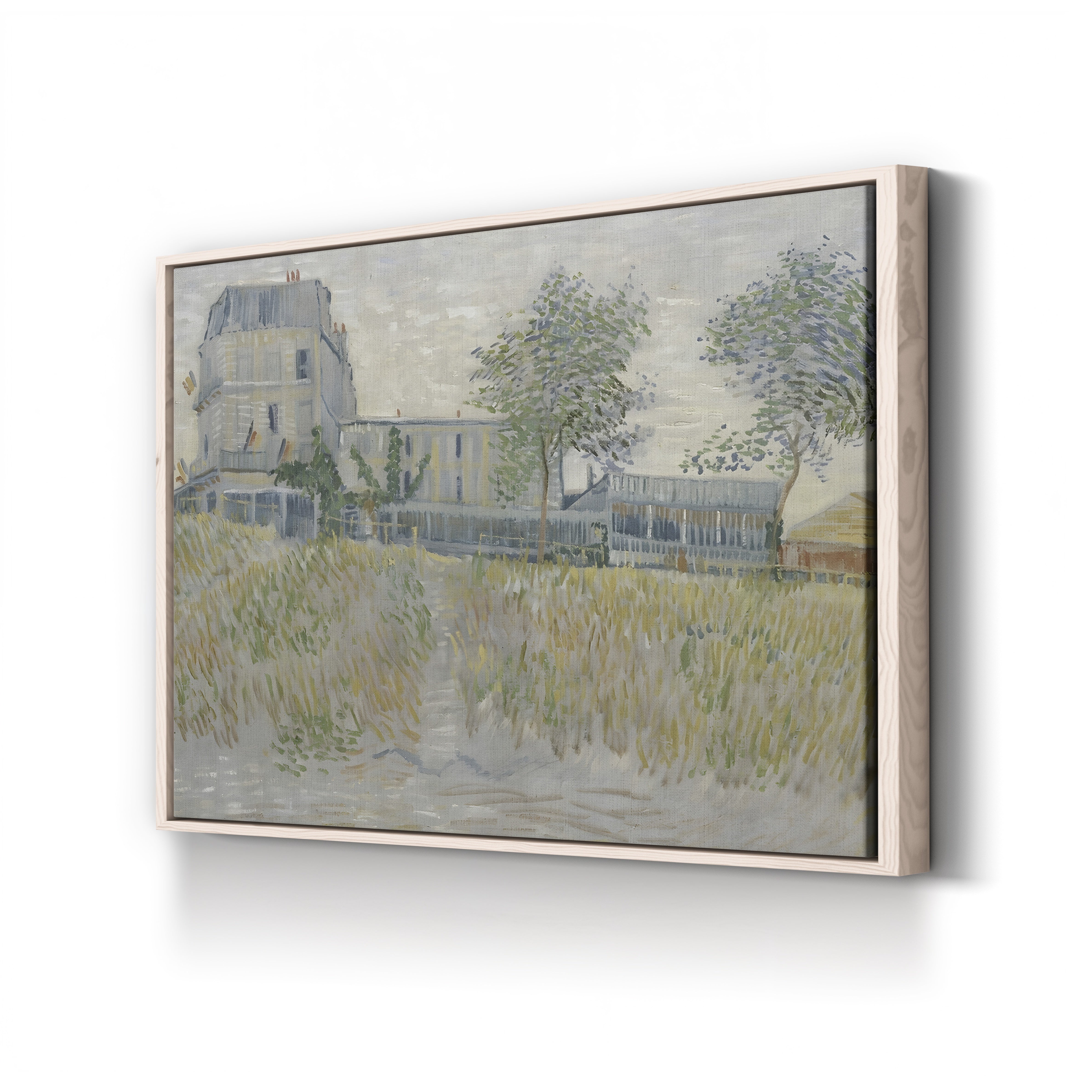 The Restaurant de la Sirène at Asnières by Vincent van Gogh canvas print in natural wood frame