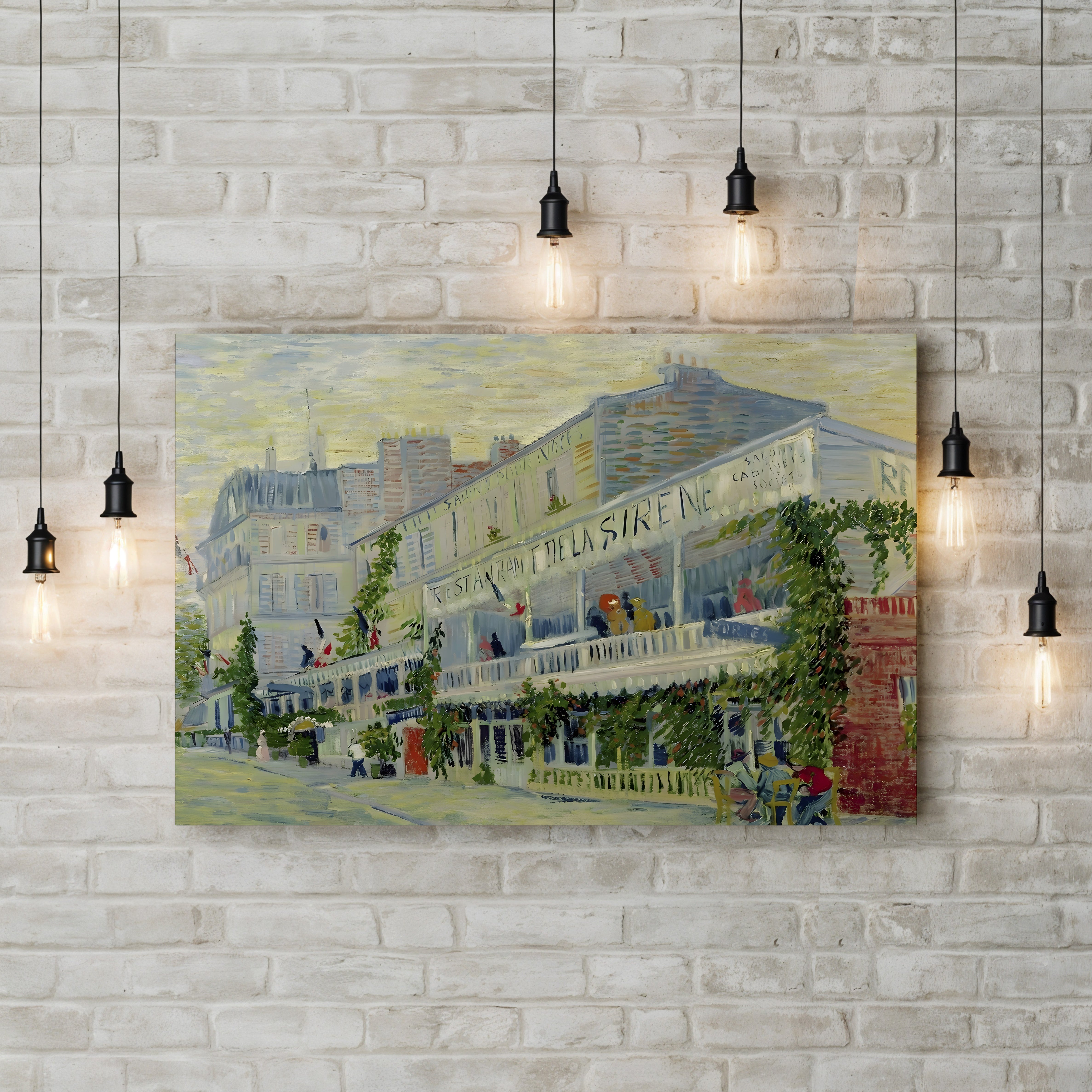 The Restaurant de la Sirène at Asnières, 1887 – Vincent van Gogh Wall Art | Post-Impressionist Cityscape Canvas Print