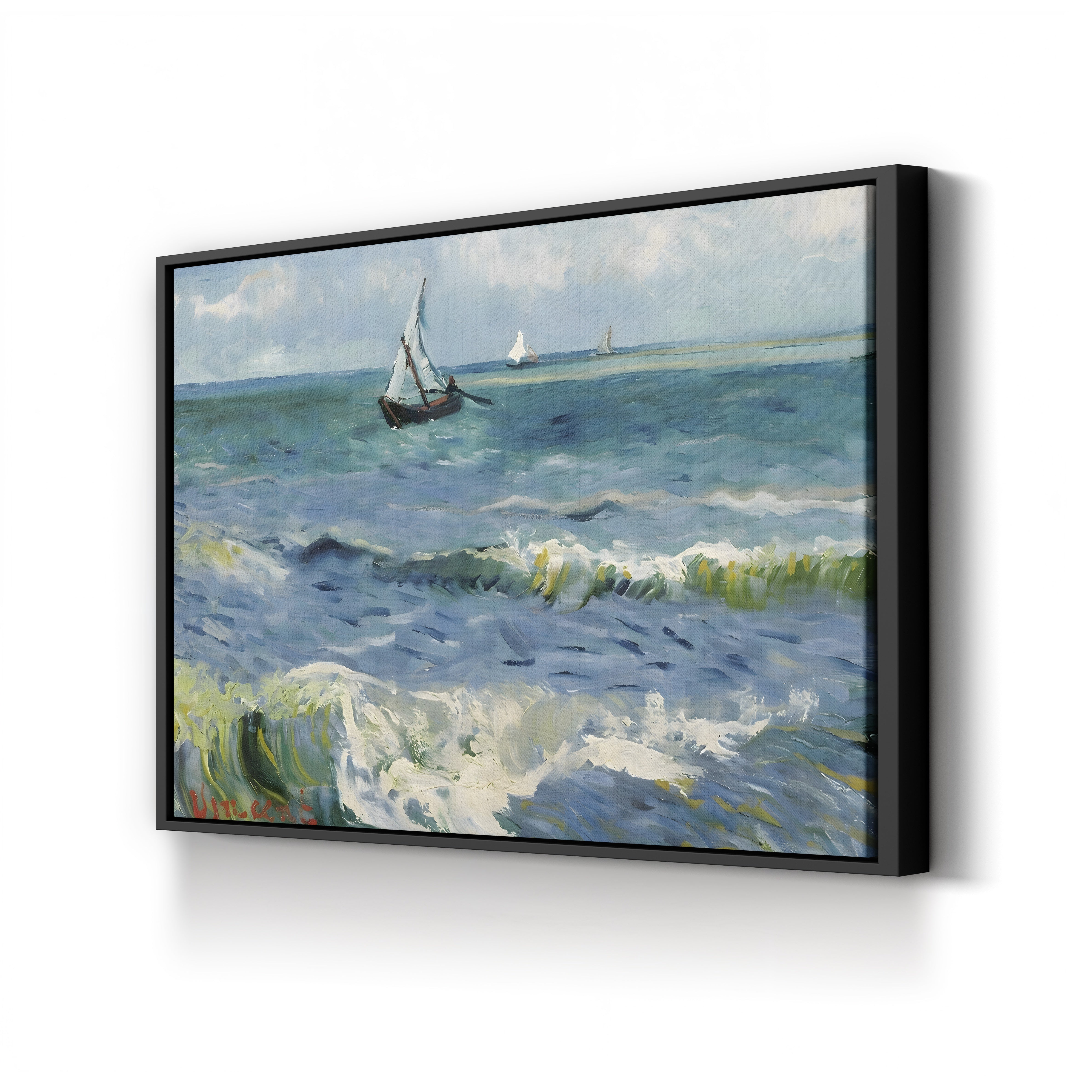 Seascape Near Les Saintes-Maries-de-la-Mer – Vincent van Gogh Wall Art | Post-Impressionist Seascape Canvas Print