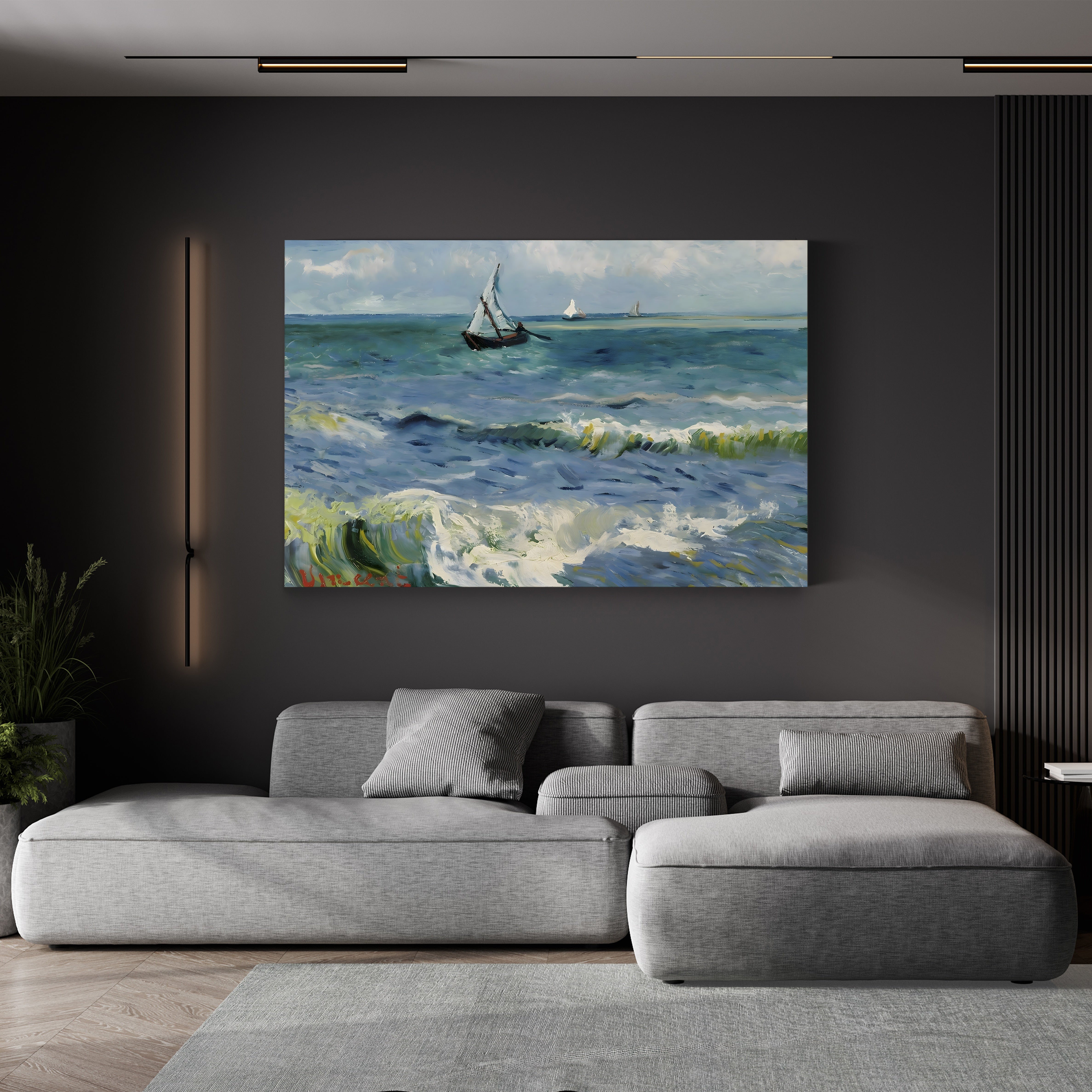 Seascape Near Les Saintes-Maries-de-la-Mer – Vincent van Gogh Wall Art | Post-Impressionist Seascape Canvas Print