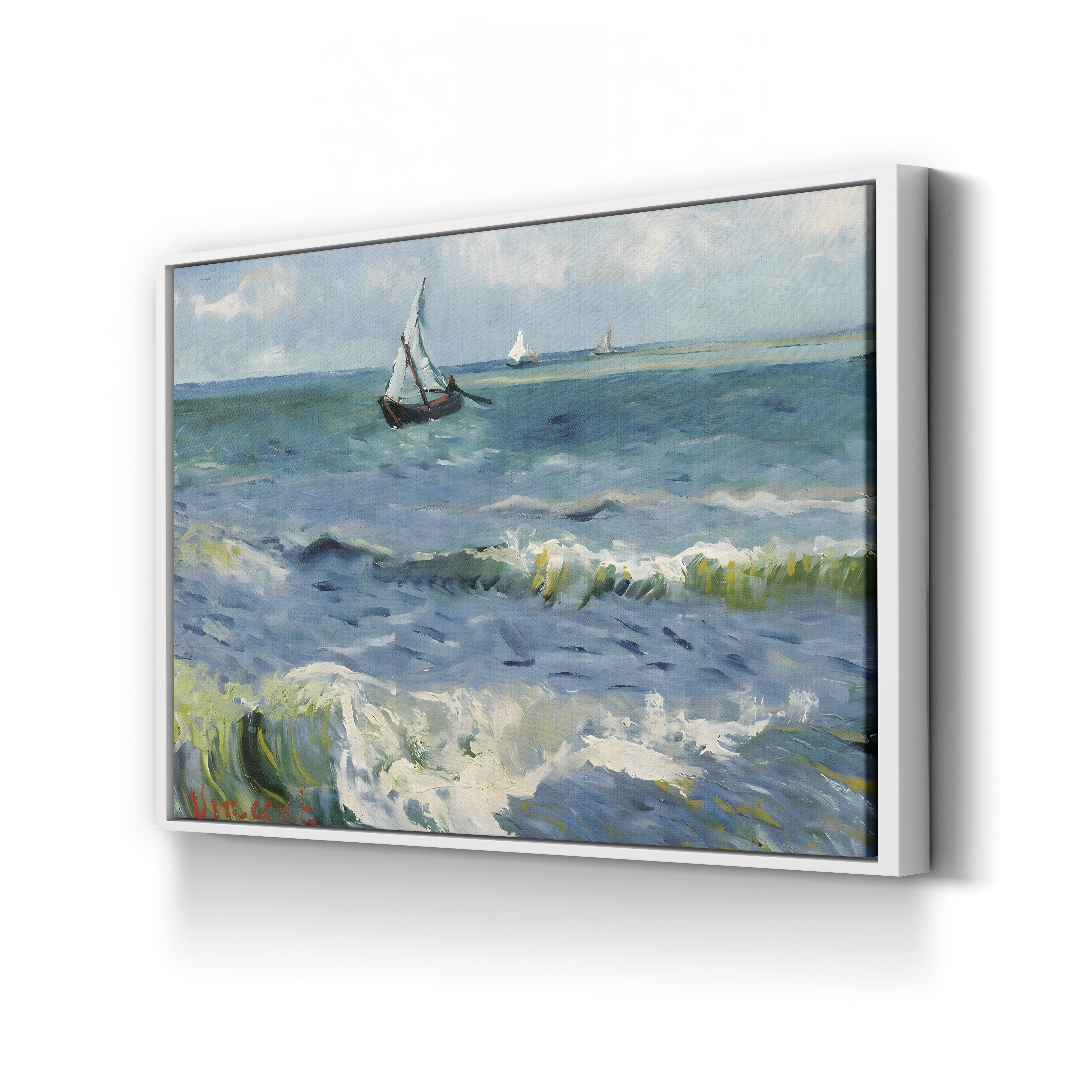 Seascape Near Les Saintes-Maries-de-la-Mer – Vincent van Gogh Wall Art | Post-Impressionist Seascape Canvas Print
