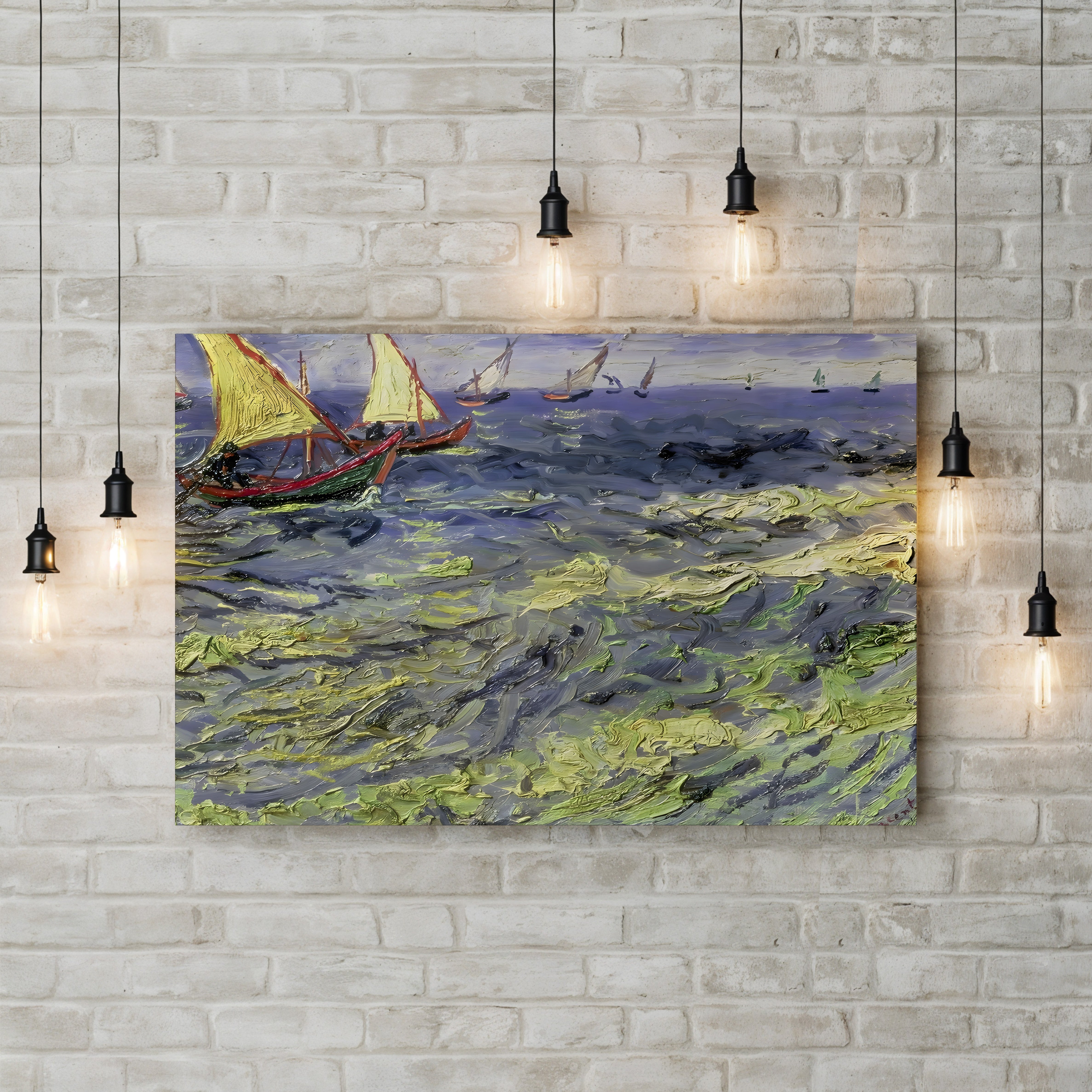 Seascape at Saintes-Maries, 1888 – Vincent van Gogh Wall Art | Post-Impressionist Seascape Canvas Print
