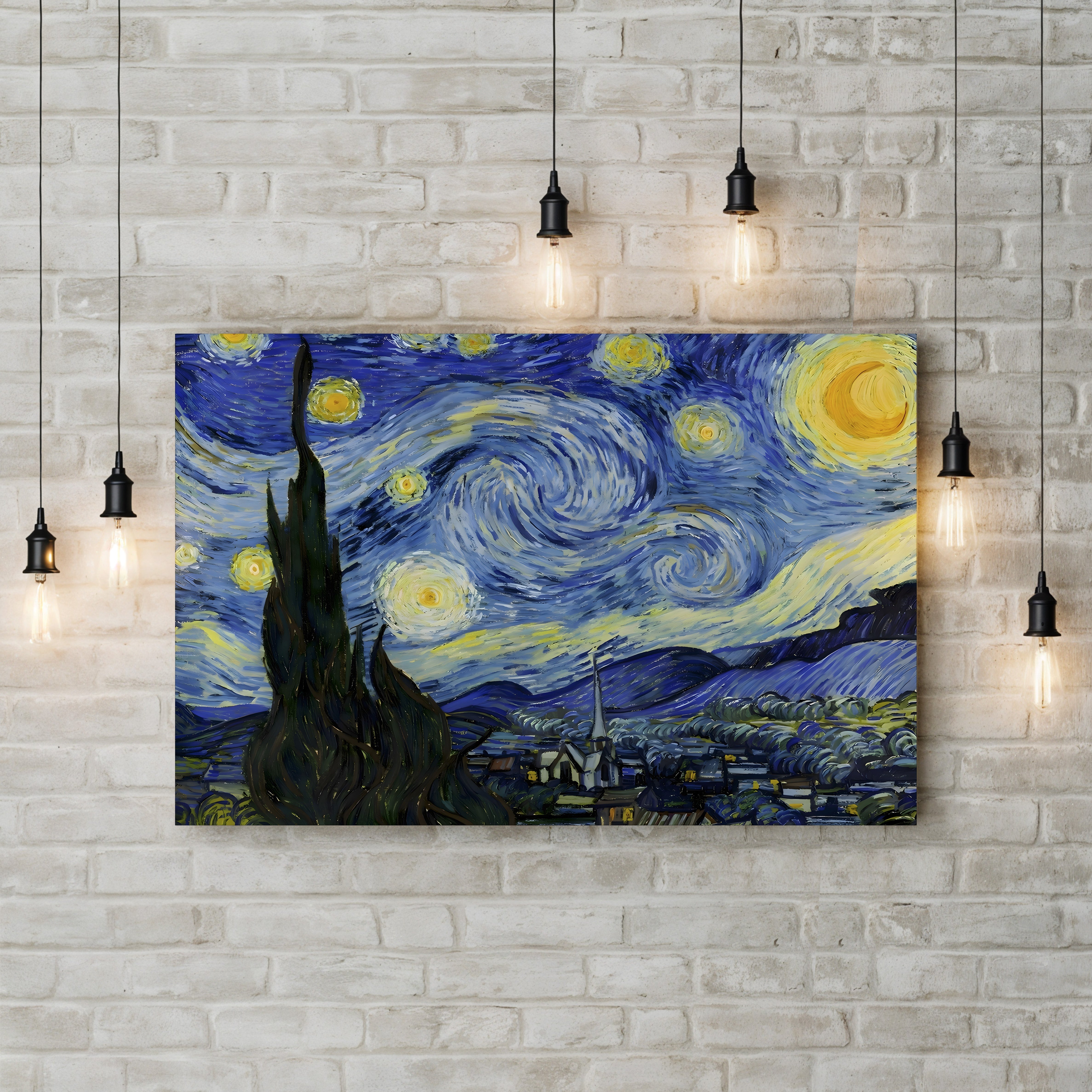 The Starry Night, 1889 – Vincent van Gogh Wall Art | Post-Impressionist Nocturne Canvas Print