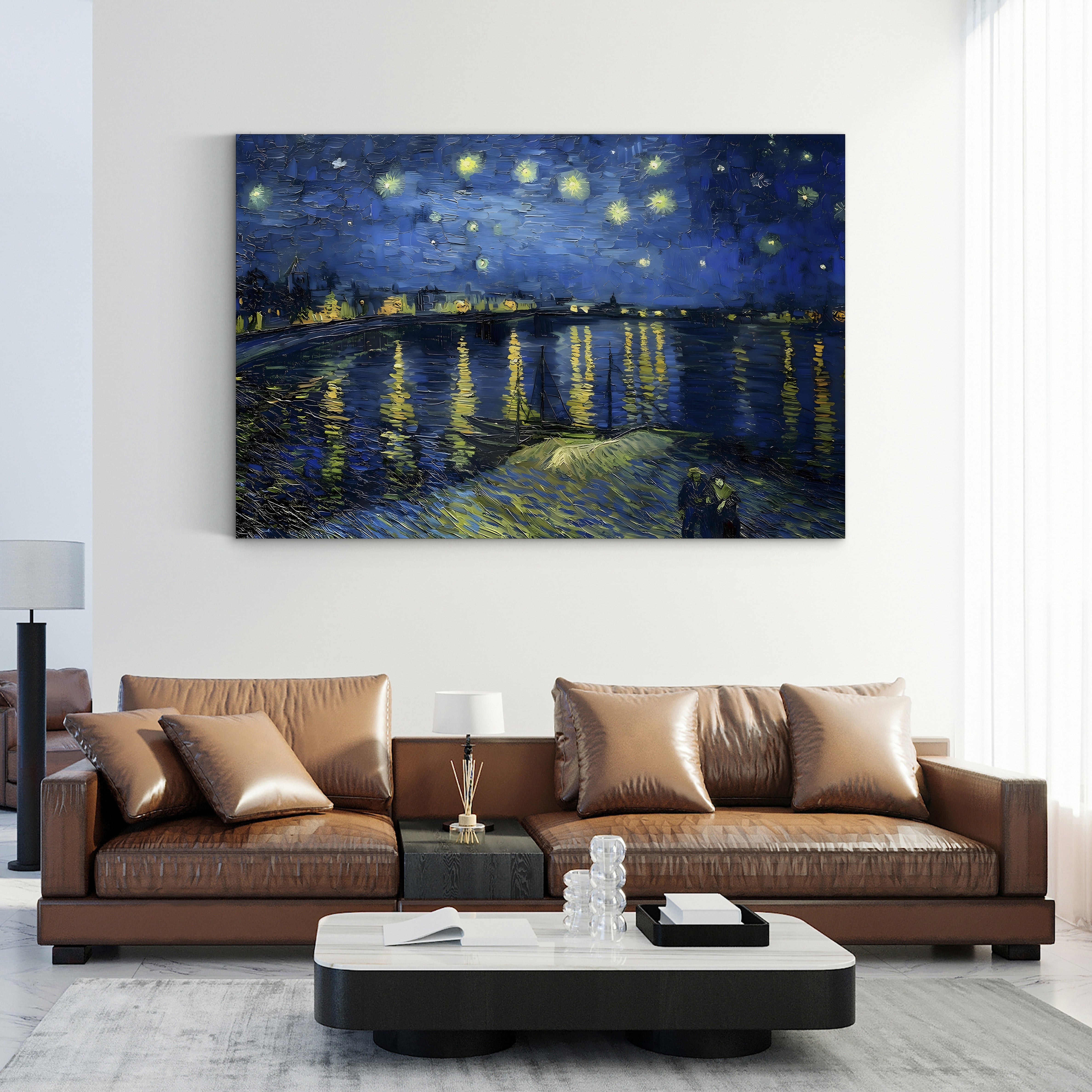 Starry Night over the Rhône, 1888 – Vincent van Gogh Wall Art | Post-Impressionist Nocturne Canvas Print