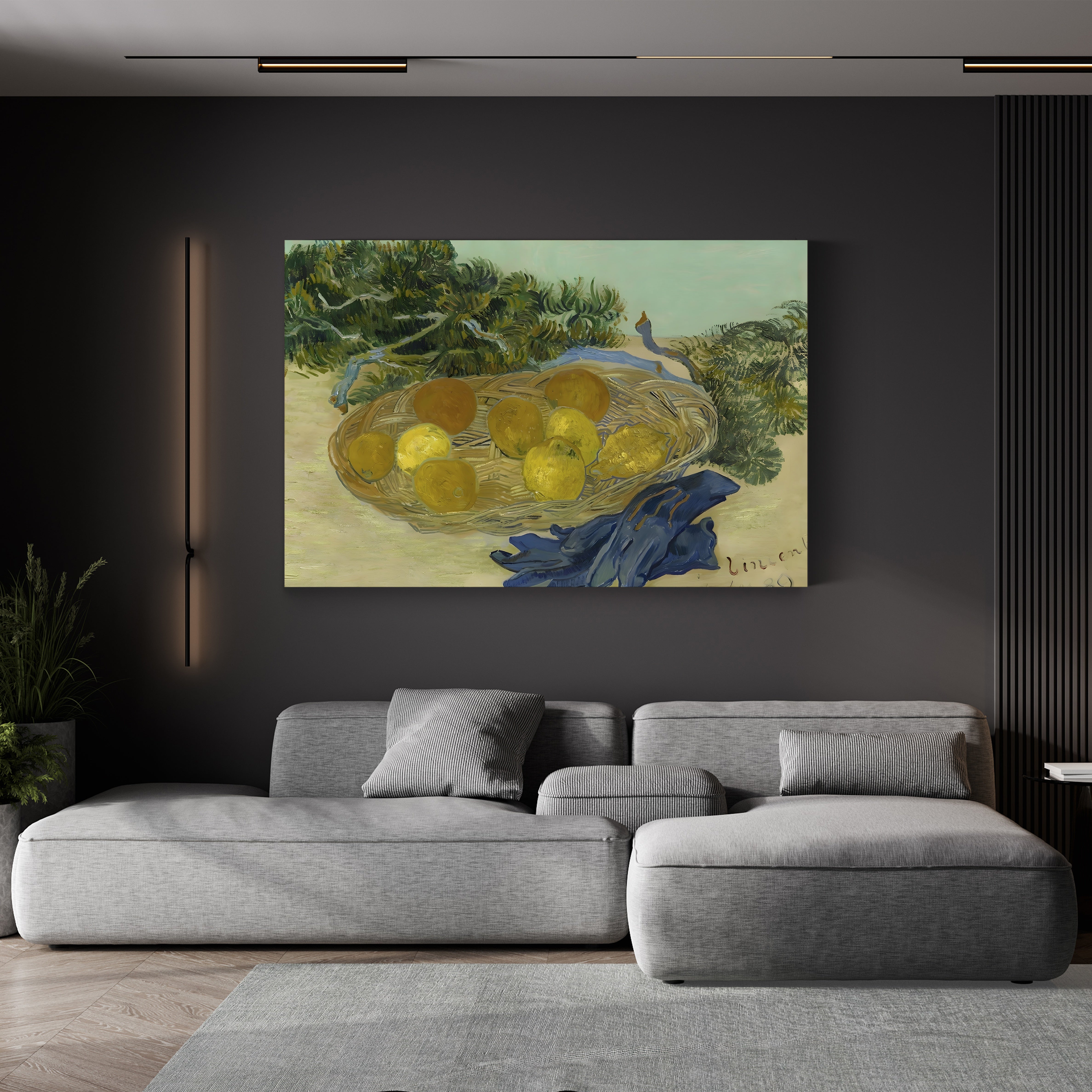 Still Life of Oranges and Lemons with Blue Gloves, 1889 – Vincent van Gogh Wall Art | Post-Impressionist Still Life Canvas Print