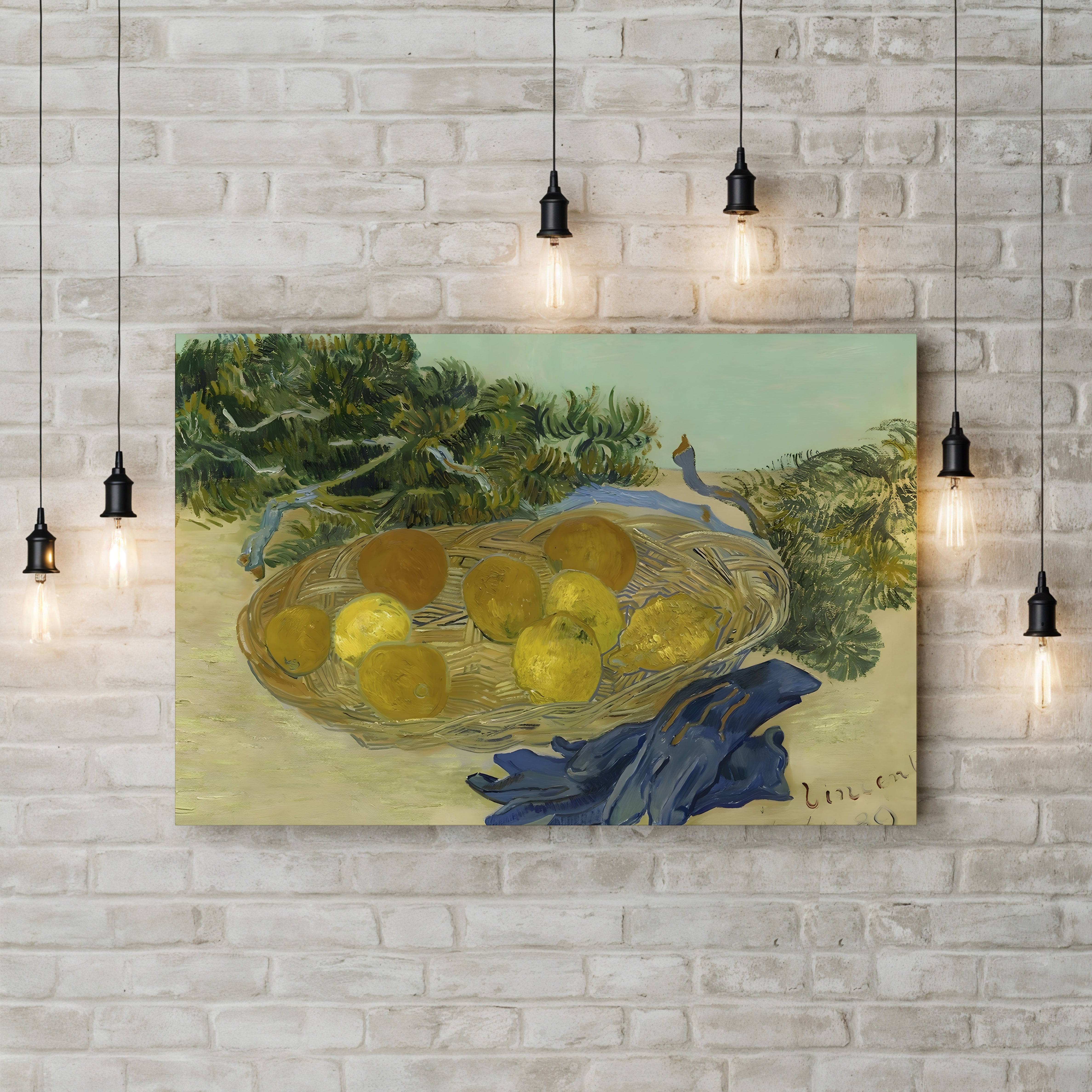 Still Life of Oranges and Lemons with Blue Gloves, 1889 – Vincent van Gogh Wall Art | Post-Impressionist Still Life Canvas Print