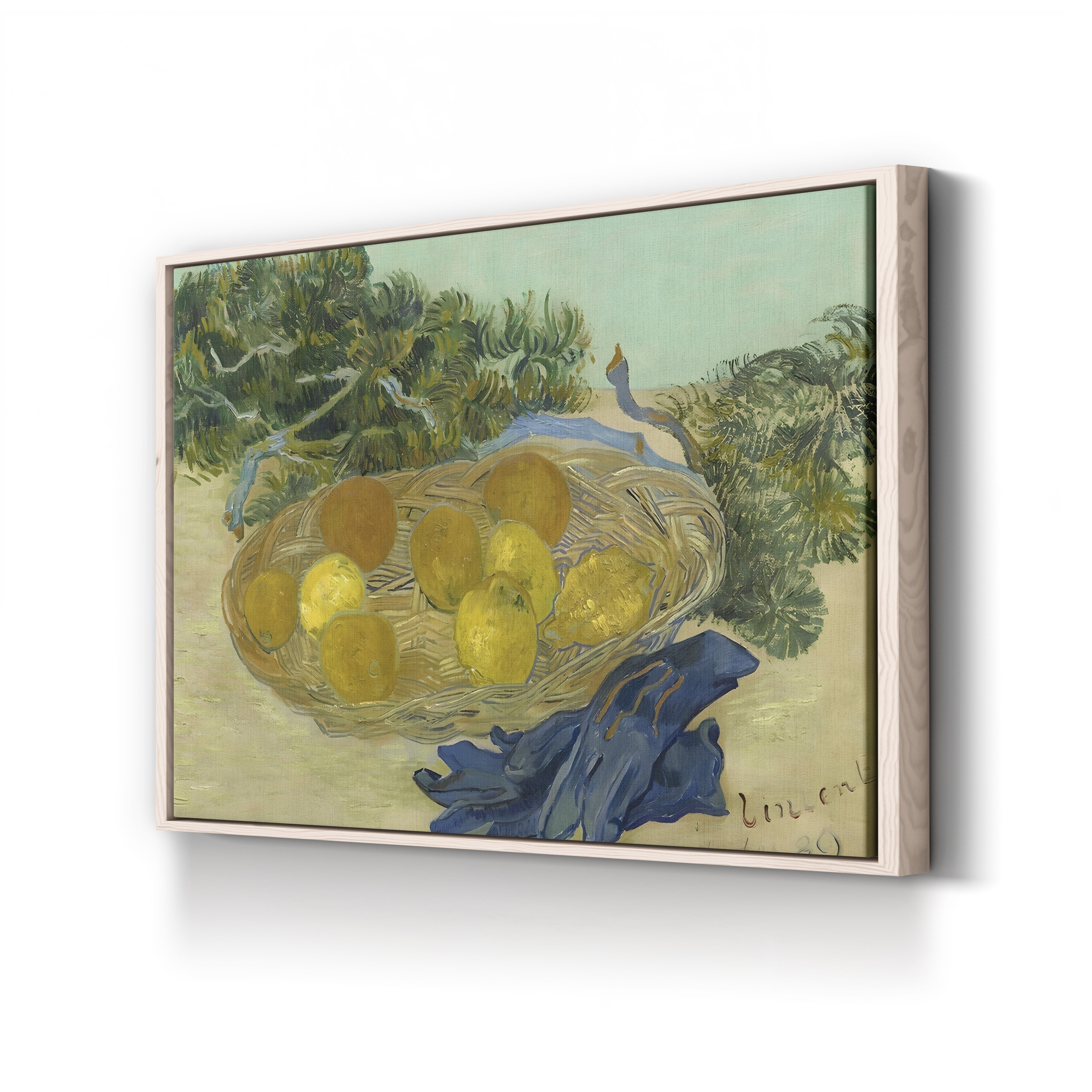 Still Life of Oranges and Lemons with Blue Gloves, 1889 – Vincent van Gogh Wall Art | Post-Impressionist Still Life Canvas Print