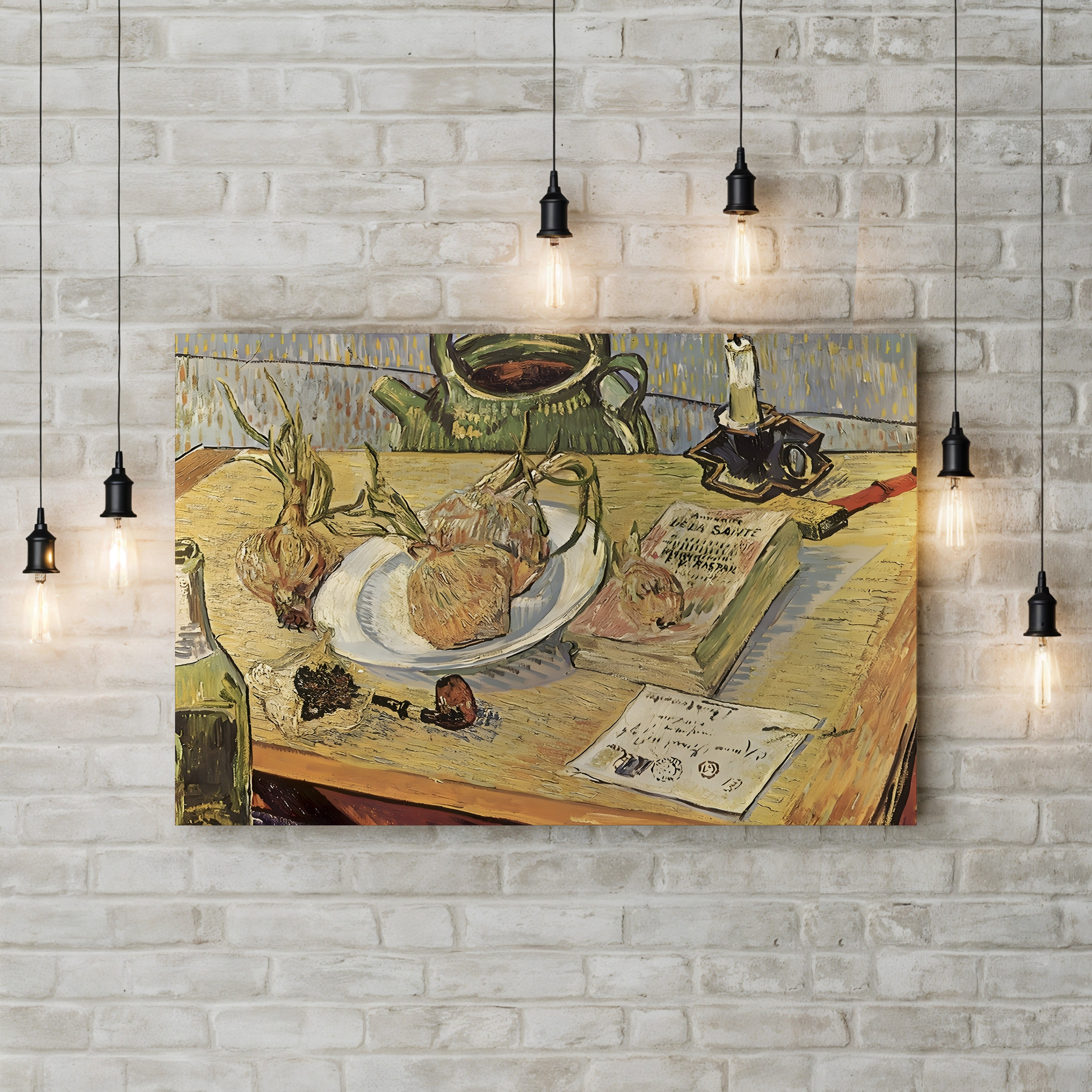 Still Life with Onions and Drawing Table – Vincent van Gogh Wall Art | Post-Impressionist Still Life Canvas Print