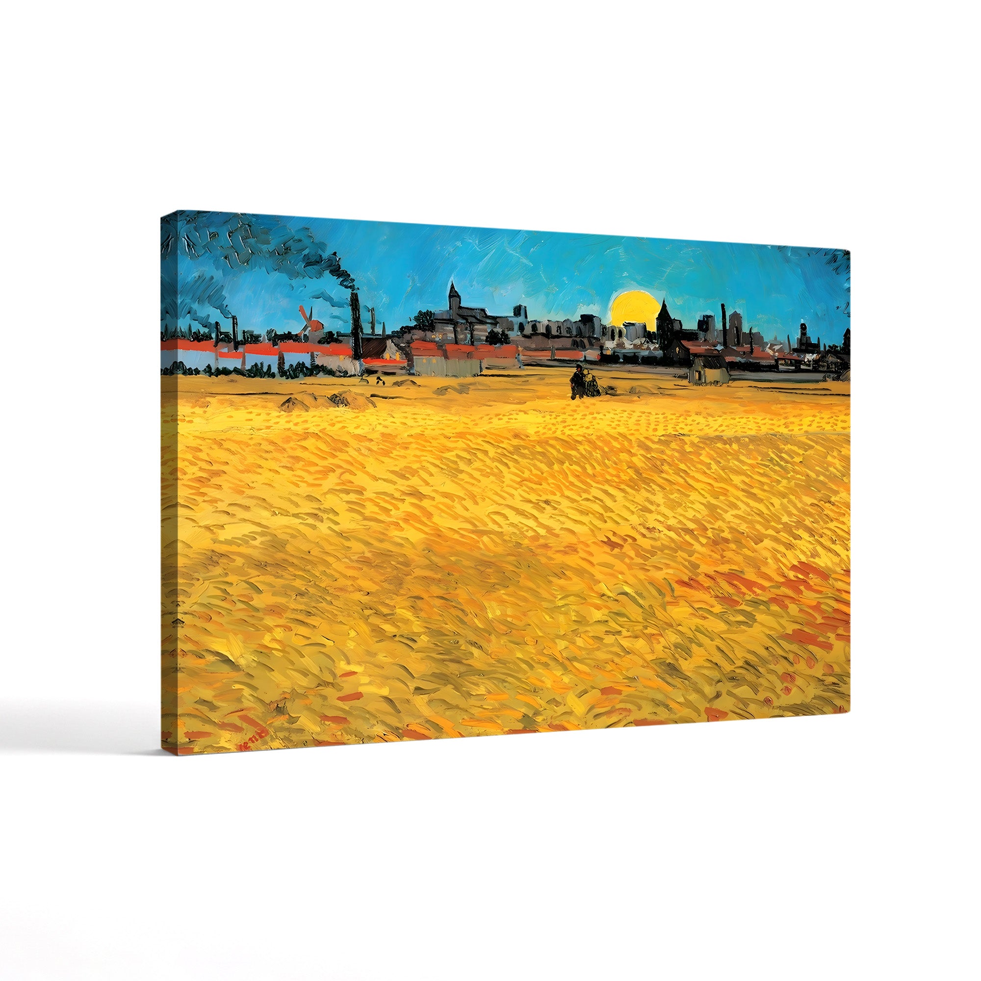 Summer Evening, Wheat Field at Sunset, 1888 – Vincent van Gogh Wall Art | Post-Impressionist Landscape Canvas Print