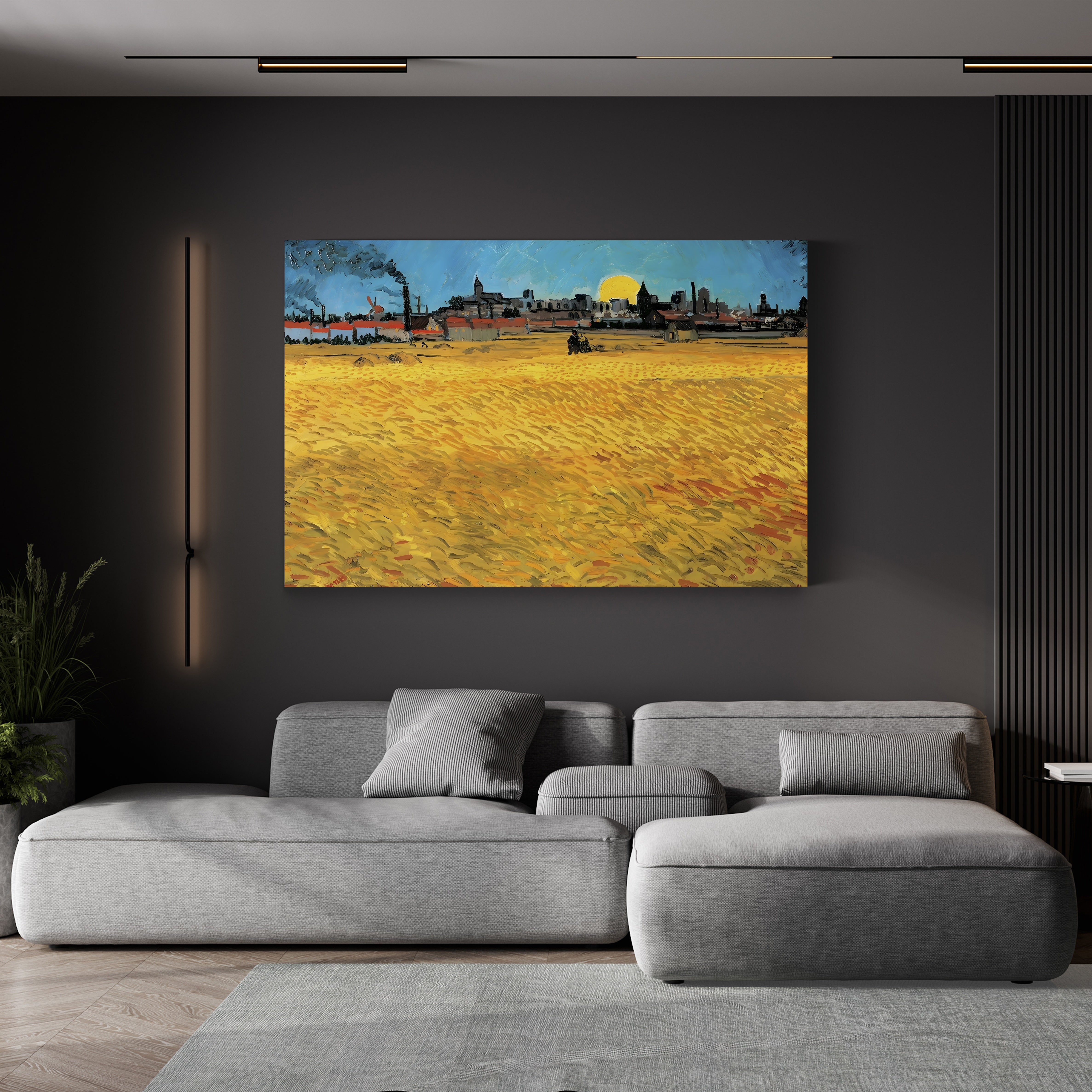 Summer Evening, Wheat Field at Sunset, 1888 – Vincent van Gogh Wall Art | Post-Impressionist Landscape Canvas Print