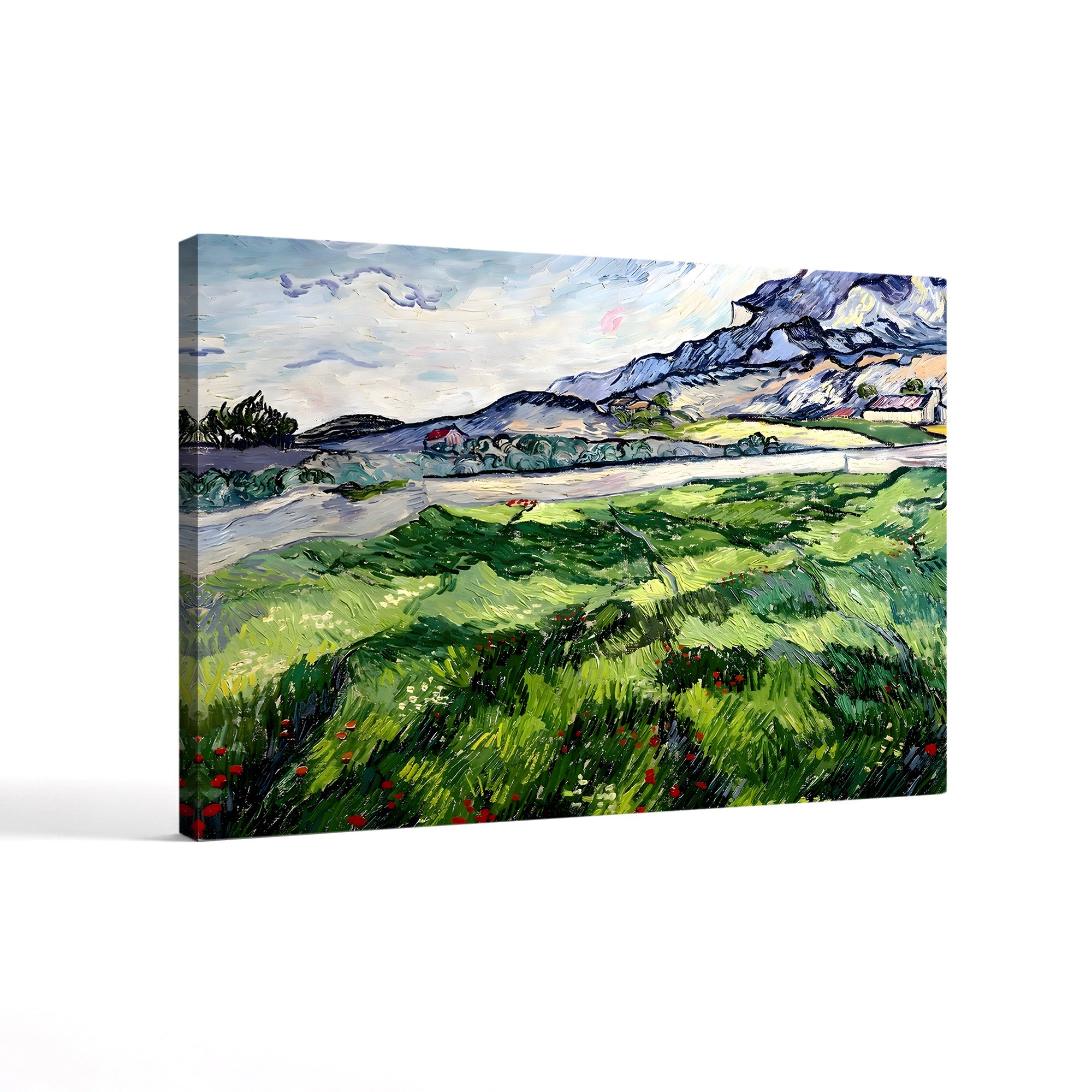 The Green Wheatfield behind the Asylum, 1889 – Vincent van Gogh Wall Art | Post-Impressionist Landscape Canvas Print