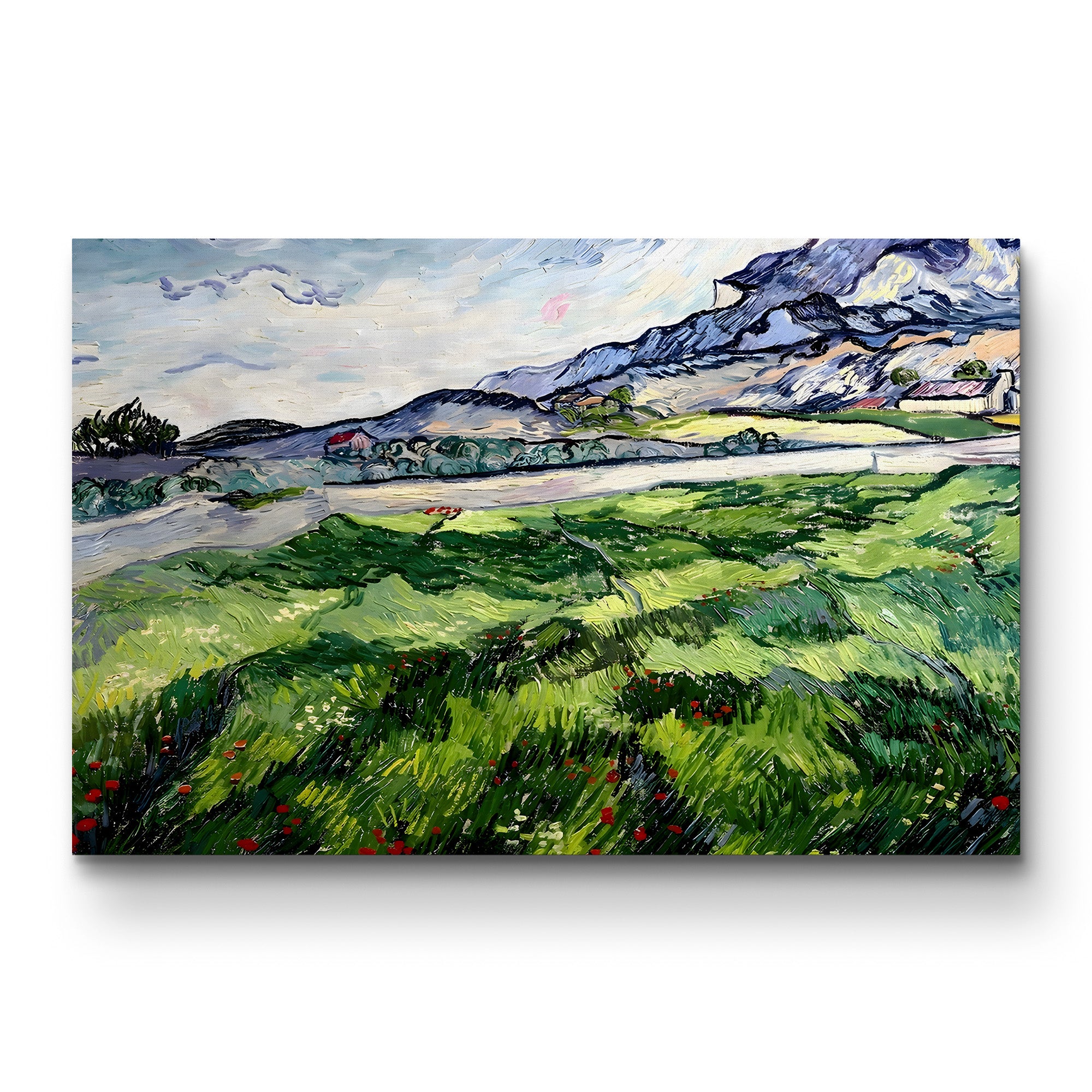 The Green Wheatfield behind the Asylum, 1889 – Vincent van Gogh Wall Art | Post-Impressionist Landscape Canvas Print